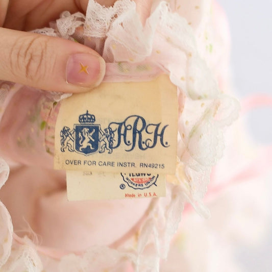 Vintage HRH Pink Floral Flocked Tiered Organza Toddler Dress, 2T