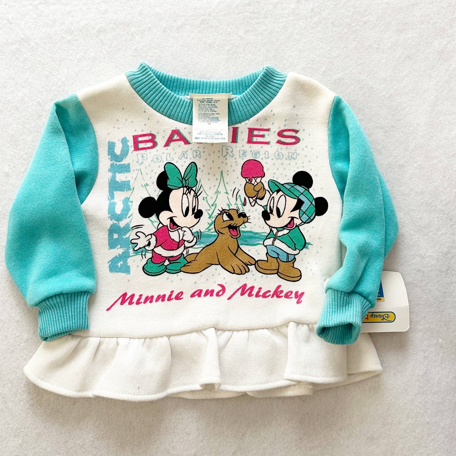 Vintage Disney Babies Mickey and Minnie Arctic Sweatshirt: 12m? - Yellow Clover Vintage Kids Clothes