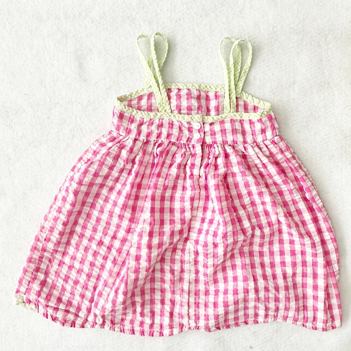 Y2K Samara Watermelon Pink Seersucker Dress: 4T - Yellow Clover Vintage Kids Clothes