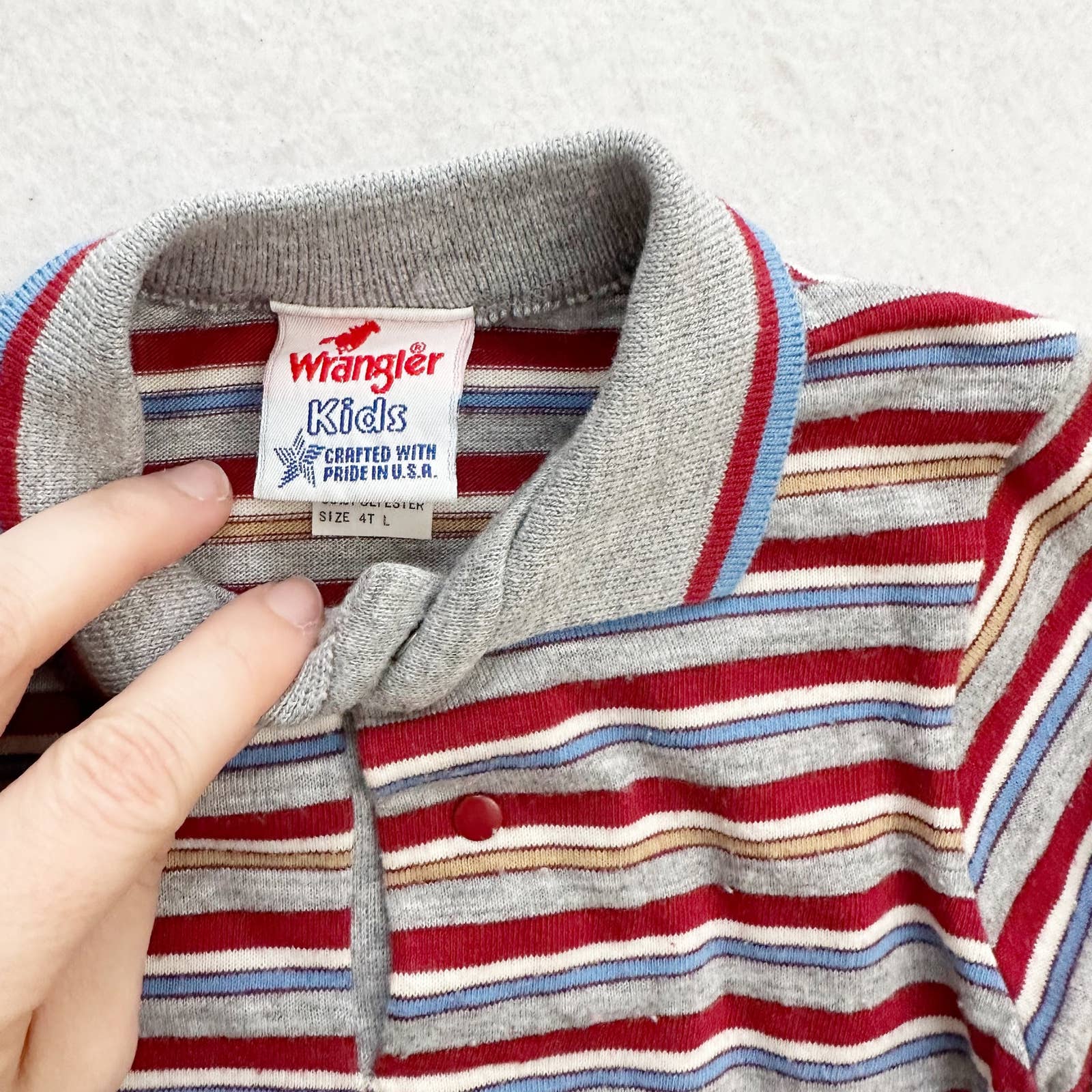 Vintage Wrangler Striped Snap Button Long Sleeve Polo: 2T - Yellow Clover Vintage Kids Clothes