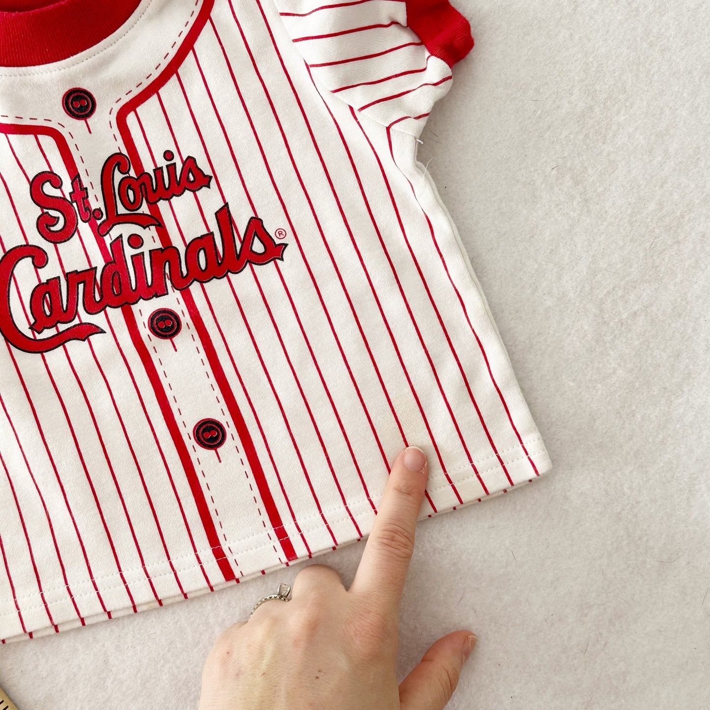 Y2K Majestic St. Louis Cardinals Baby Outfit: 12m - Yellow Clover Vintage Kids Clothes