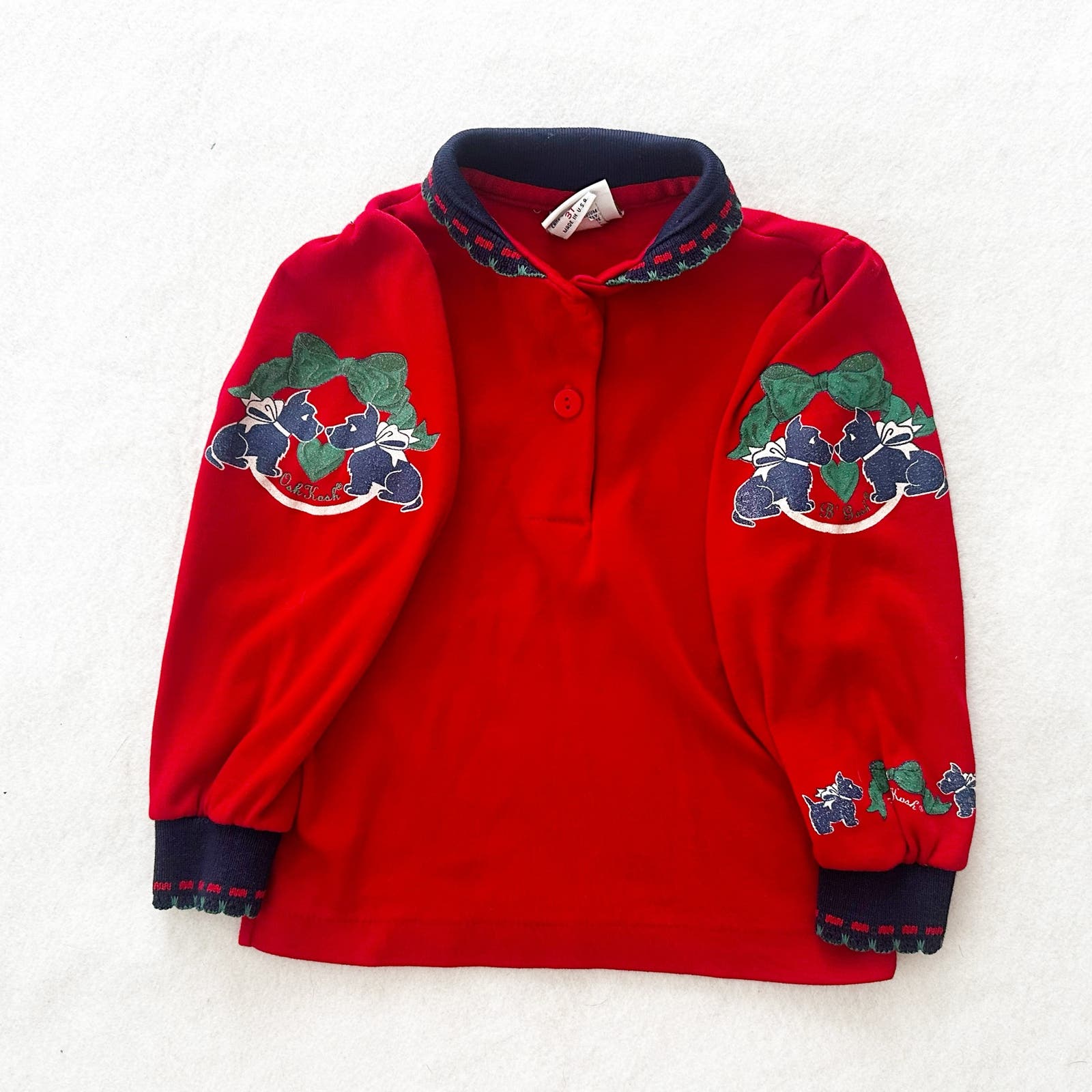Vintage OshKosh Scottish Terrier Dog Layer Top: 24m? - Yellow Clover Vintage Kids Clothes