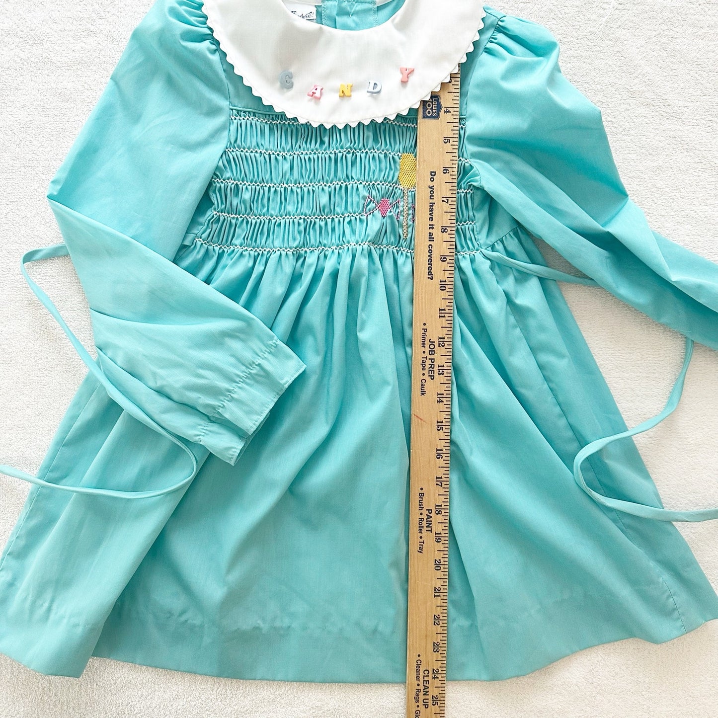 Vintage Polly Flinders Candy Embroidery + Buttons Smocked Dress: 6y - Yellow Clover Vintage Kids Clothes