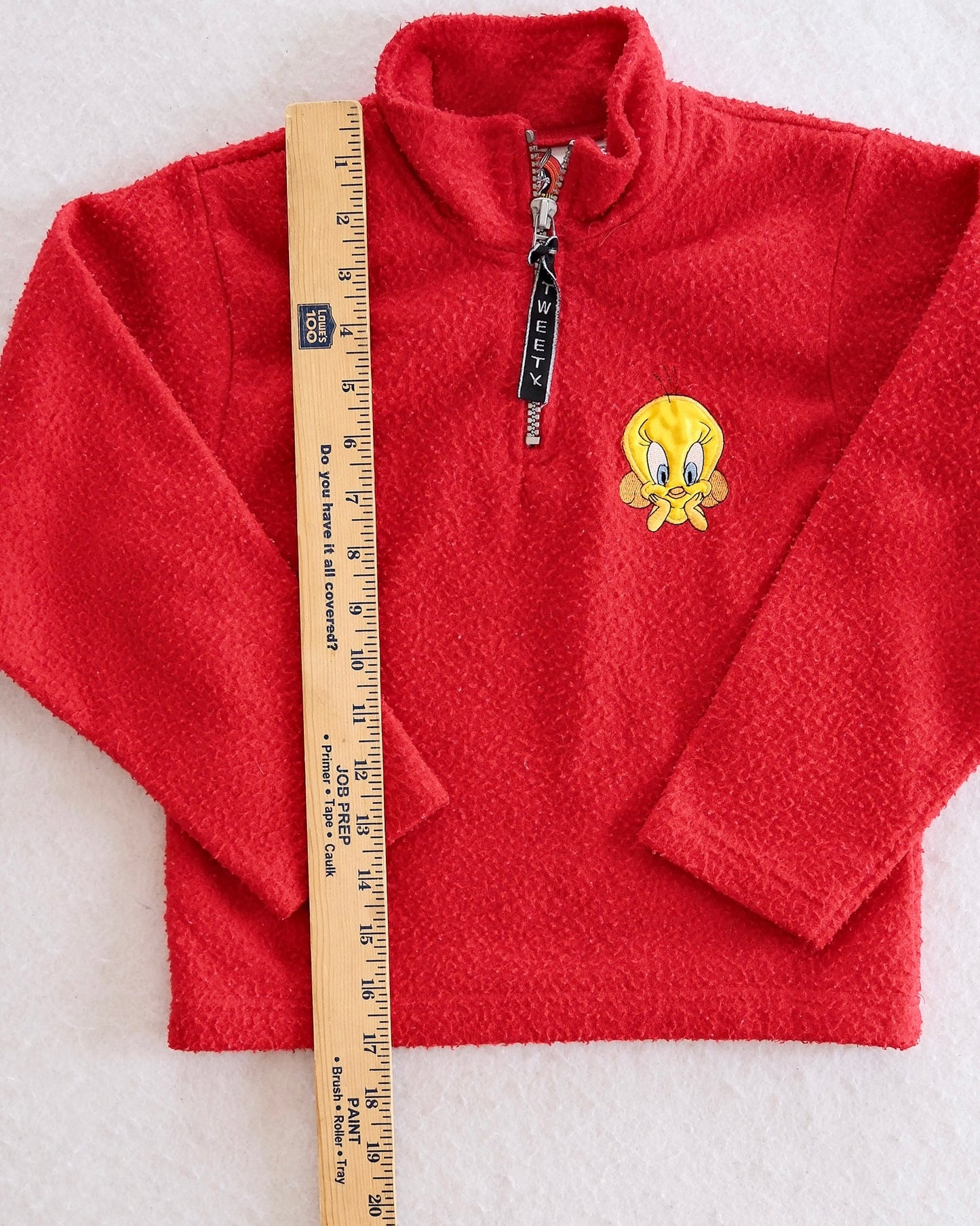 Vintage Looney Tunes Tweety Red Fleece Zip Pullover