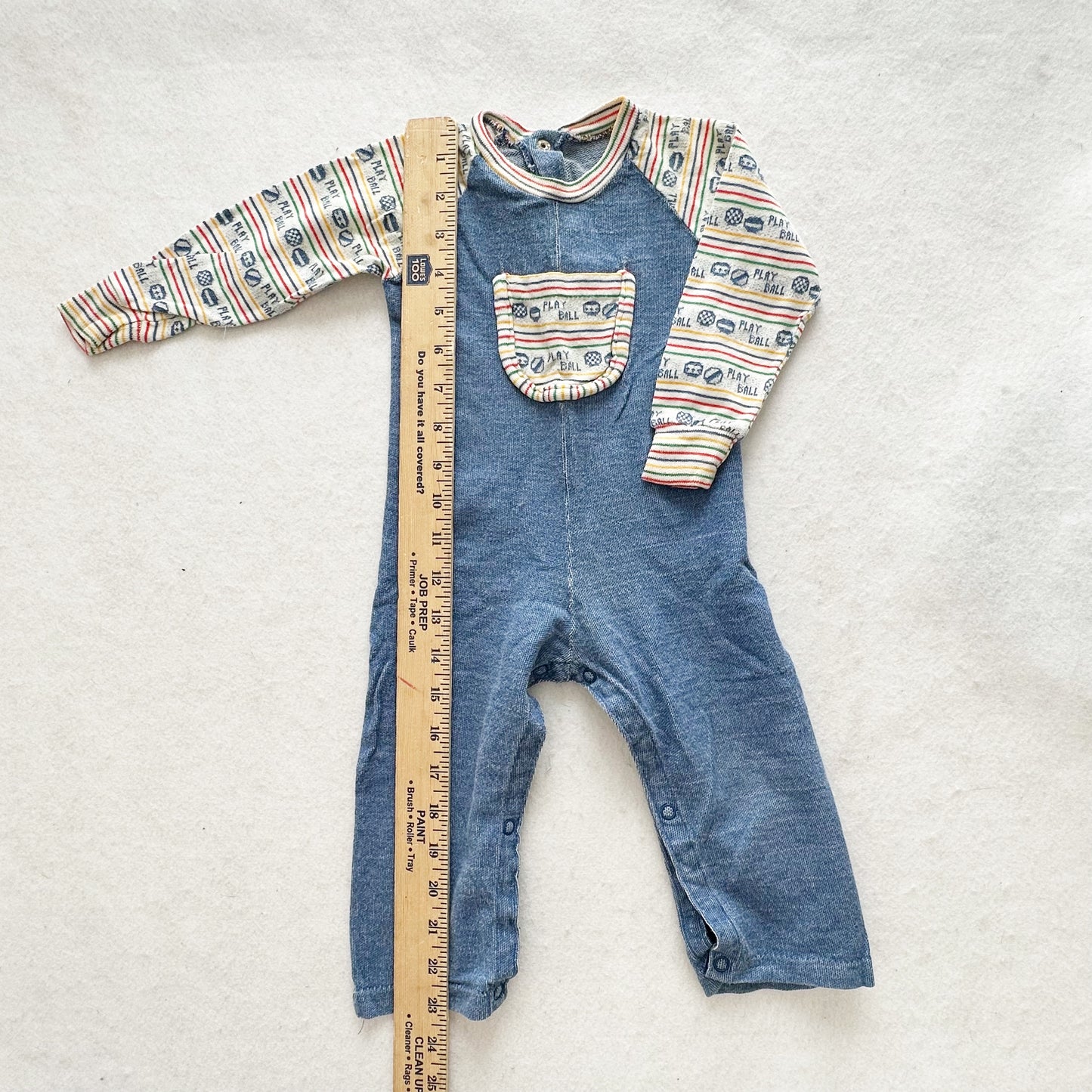 Vintage Play Ball Jumpsuit Romper: 12m? - Yellow Clover Vintage Kids Clothes