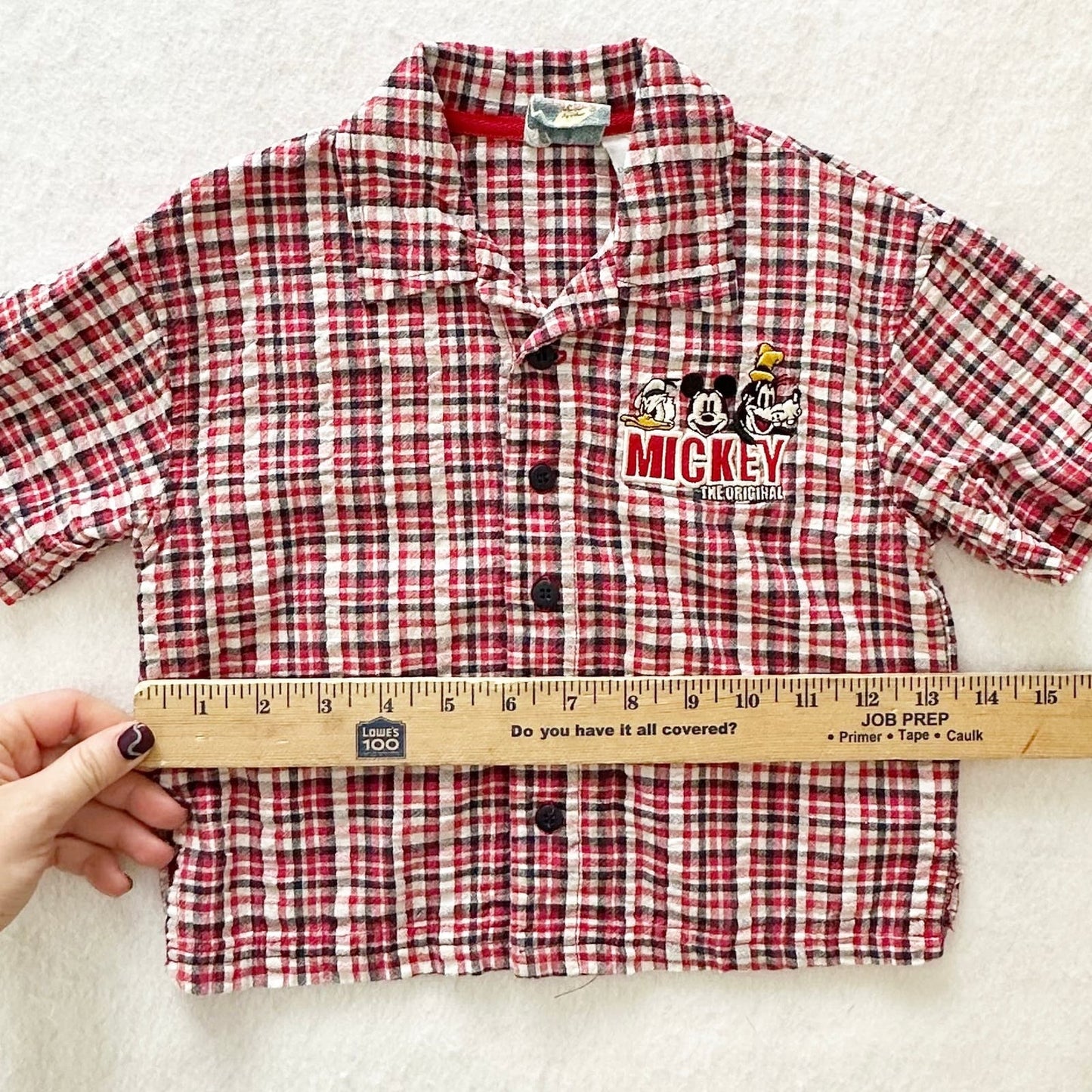 Y2K Original Mickey Seersucker Embroidered Button Shirt: 3T - Yellow Clover Vintage Kids Clothes