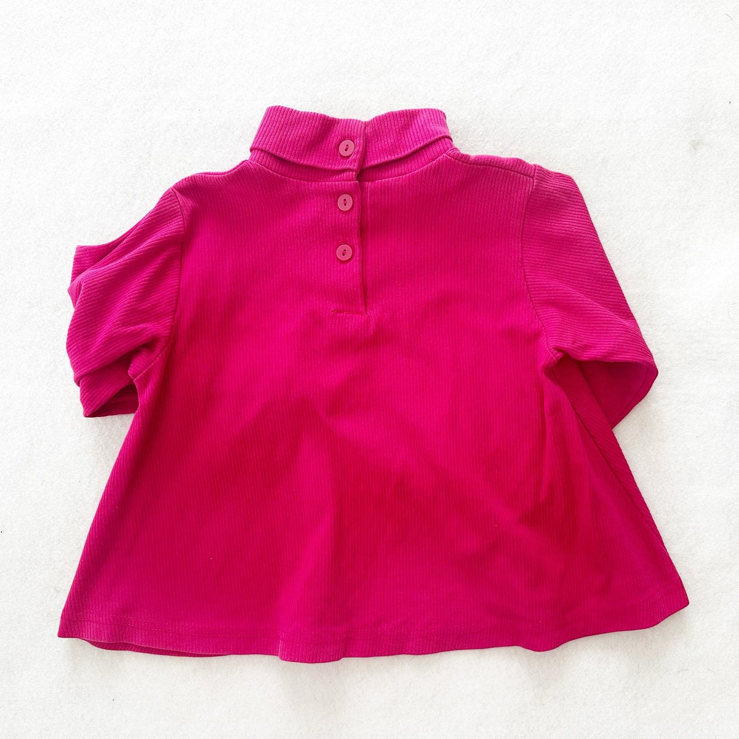 Vintage OshKosh Flower Embroidered Ribbed Turtleneck Swing Top: 3T? - Yellow Clover Vintage Kids Clothes