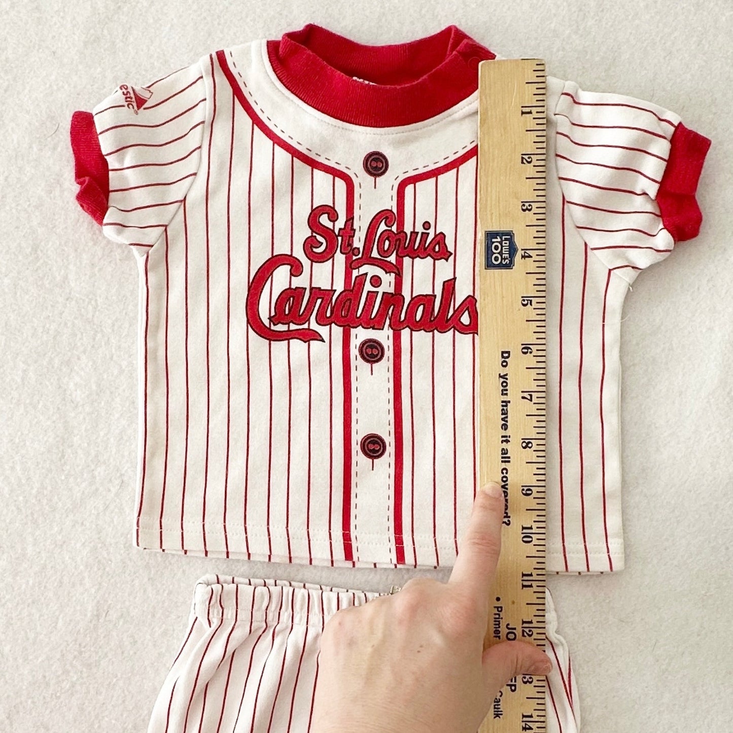 Y2K Majestic St. Louis Cardinals Baby Outfit: 12m - Yellow Clover Vintage Kids Clothes