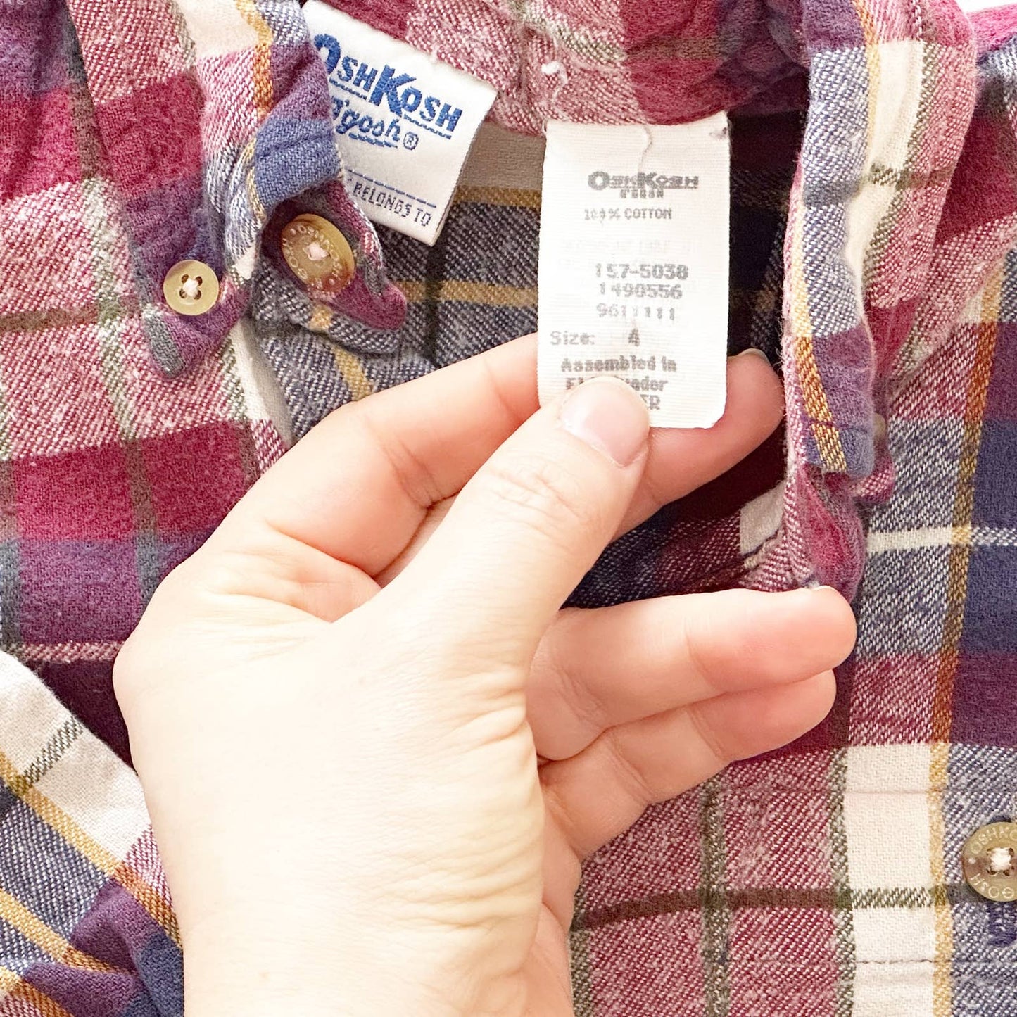 Vintage OshKosh Plaid Flannel Button Down Shirt: 4T - Yellow Clover Vintage Kids Clothes