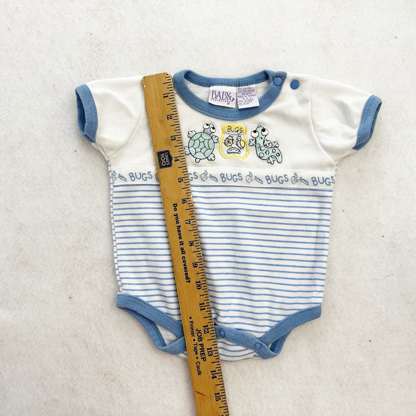 Vintage Baby Beginnings Bugs Romper: 6m - Yellow Clover Vintage Kids Clothes