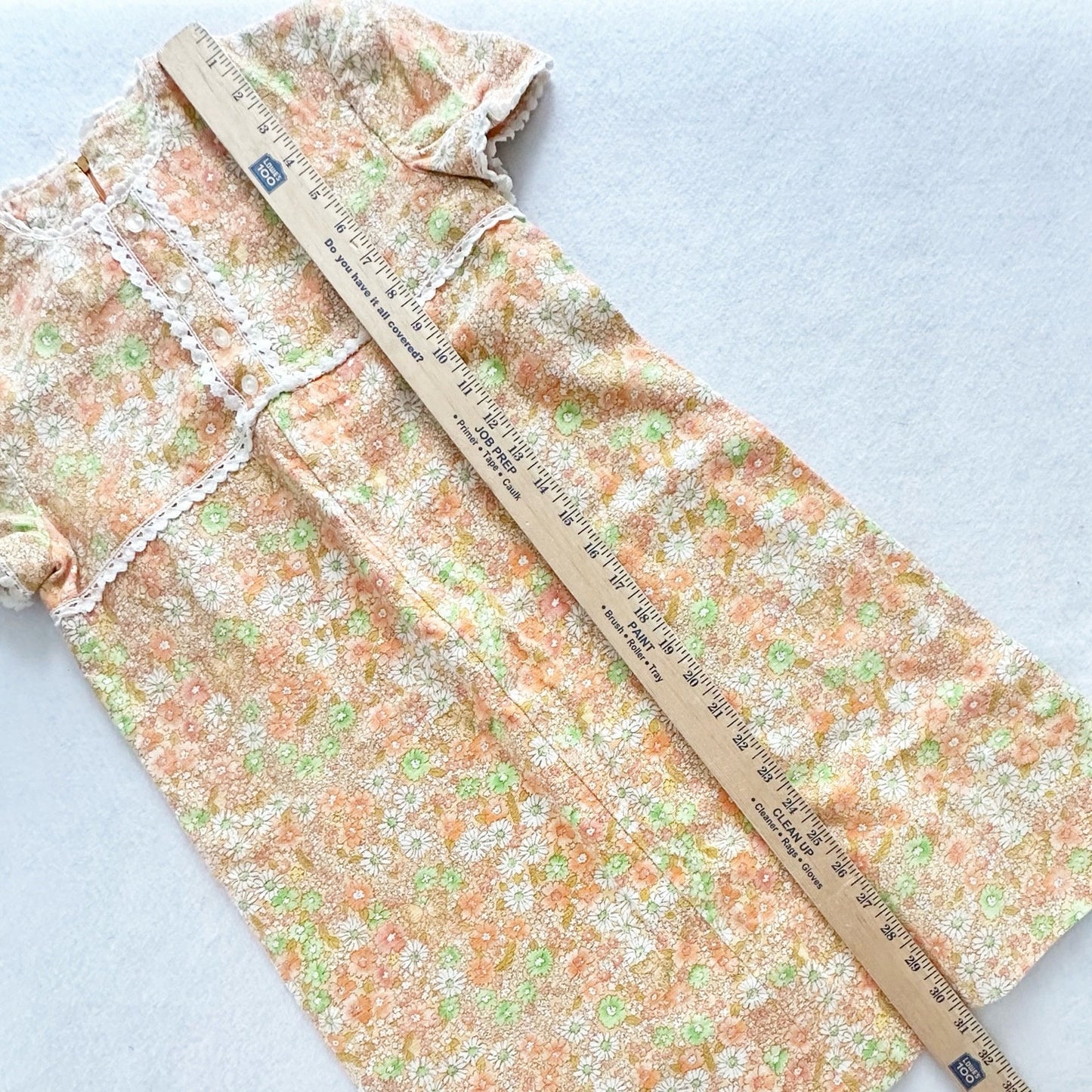 Vintage Handmade Light Orange Floral Shift Dress: 10y - Yellow Clover Vintage Kids Clothes