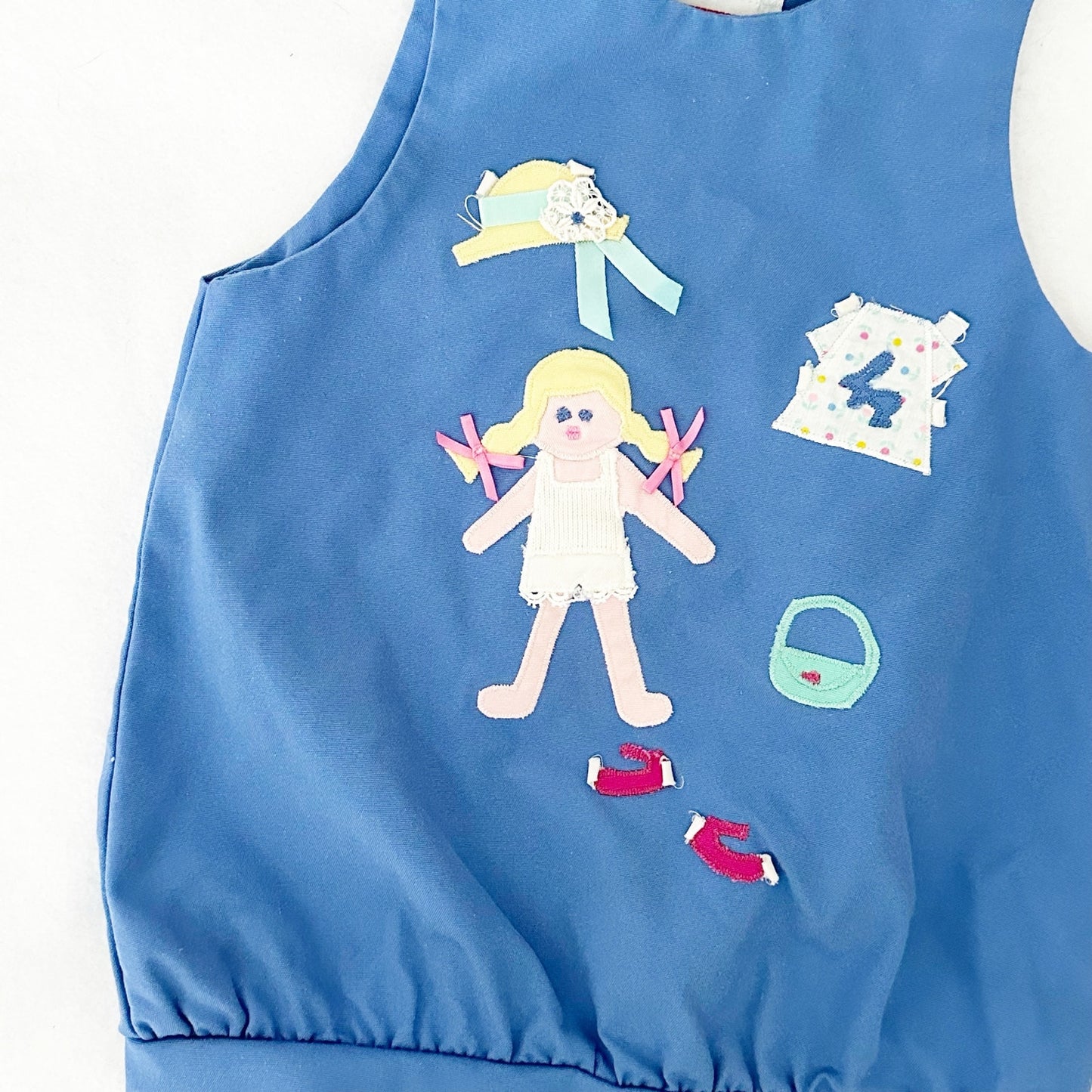 Vintage Chocolate Soup Paper Doll Girl Appliqué Dress: 2T - Yellow Clover Vintage Kids Clothes