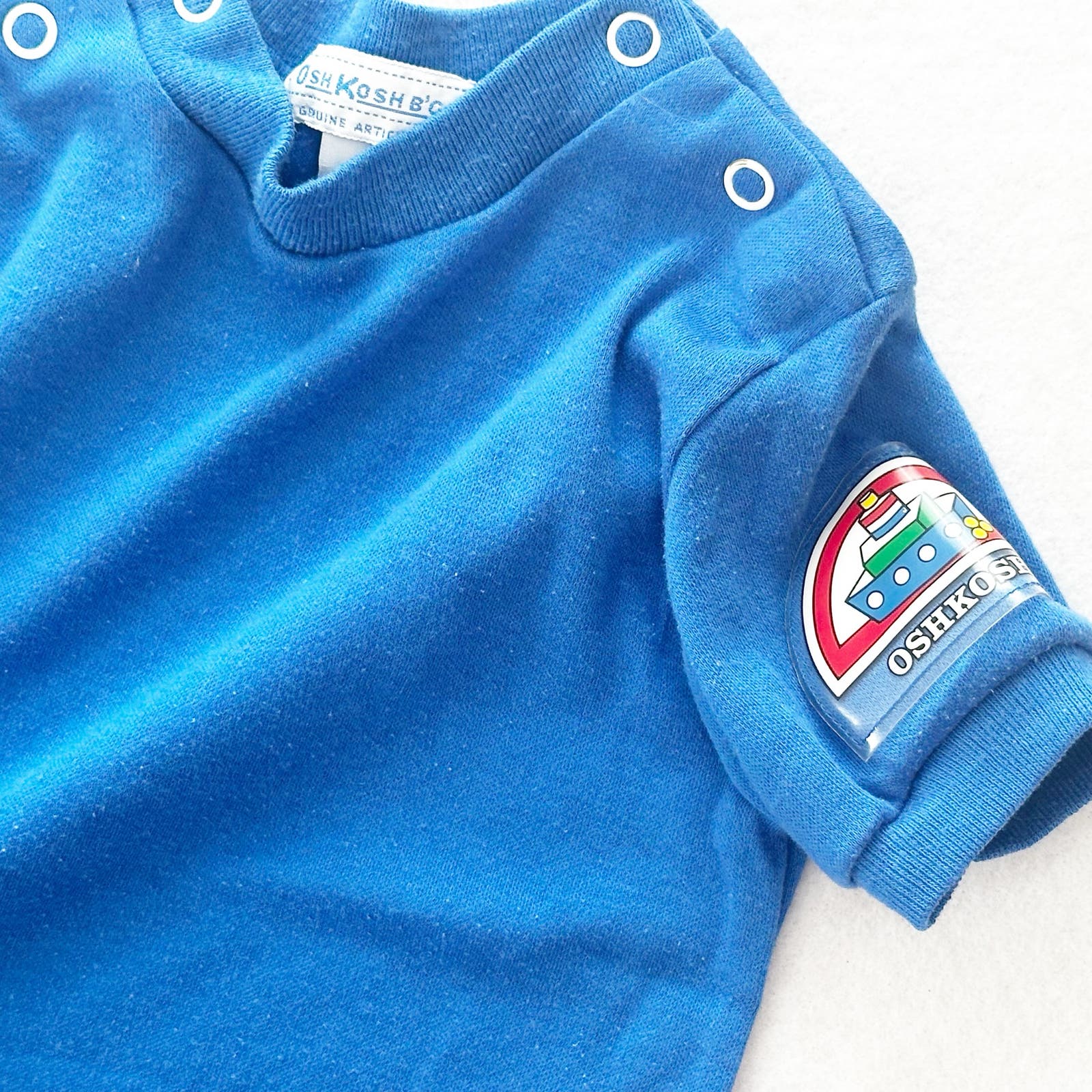 Vintage OshKosh Vinyl Boat Patch Layer Tee: 24m - Yellow Clover Vintage Kids Clothes