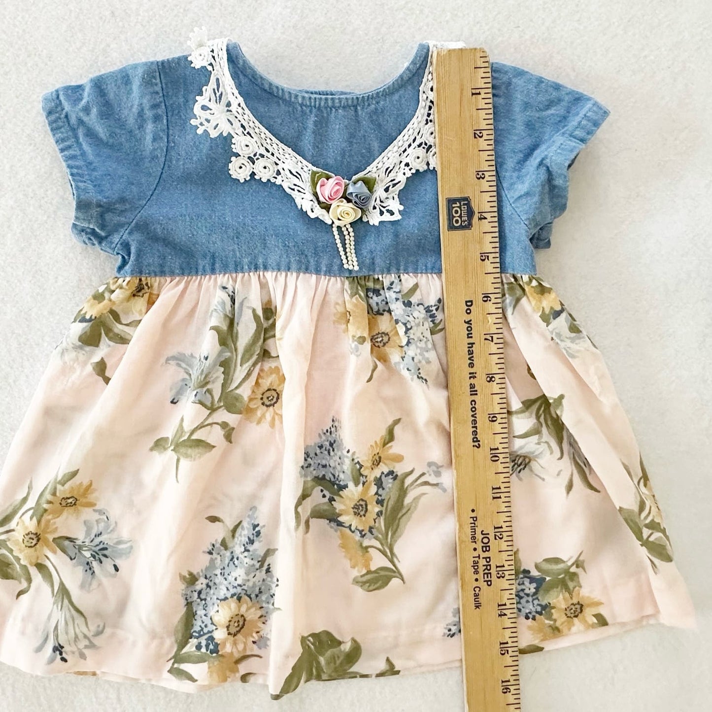 Vintage Memories by Jo Lene Chambray Floral Dress - Yellow Clover Vintage Kids Clothes