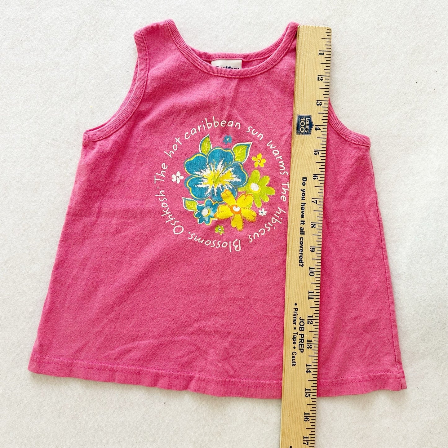 Vintage OshKosh Hibiscus Flower Graphic Tank: 5T - Yellow Clover Vintage Kids Clothes