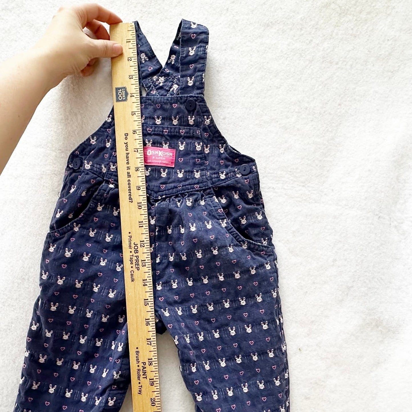 Vintage OshKosh Bunny Hearts Homespun Overalls: 18m - Yellow Clover Vintage Kids Clothes