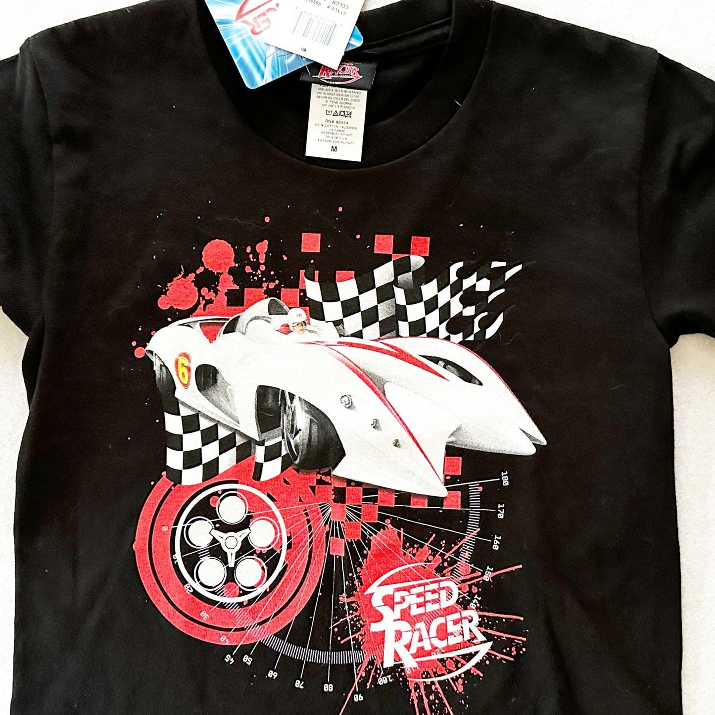 2008 Speed Racer Movie Promo Tee: 7y - Yellow Clover Vintage Kids Clothes