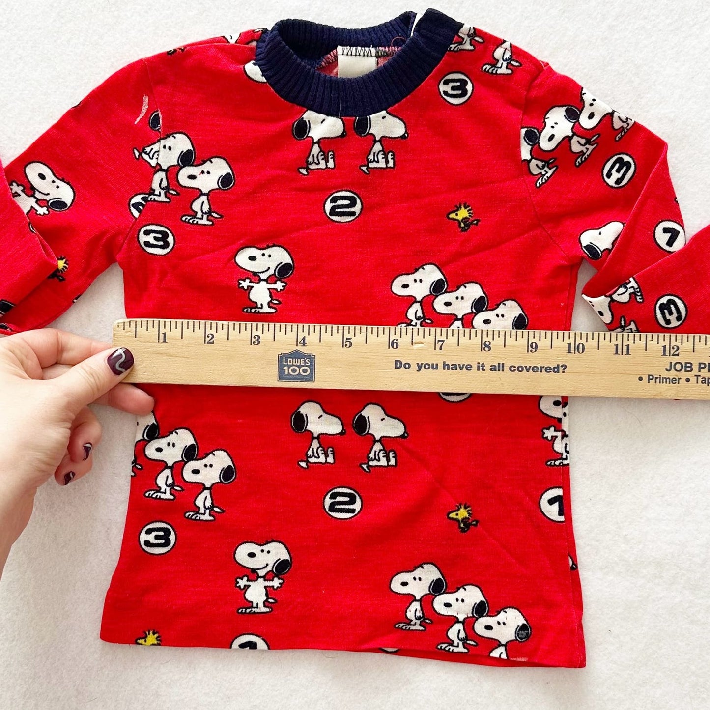 Vintage Snoopy 123 AOP Long Sleeve Tee: 24m - Yellow Clover Vintage Kids Clothes