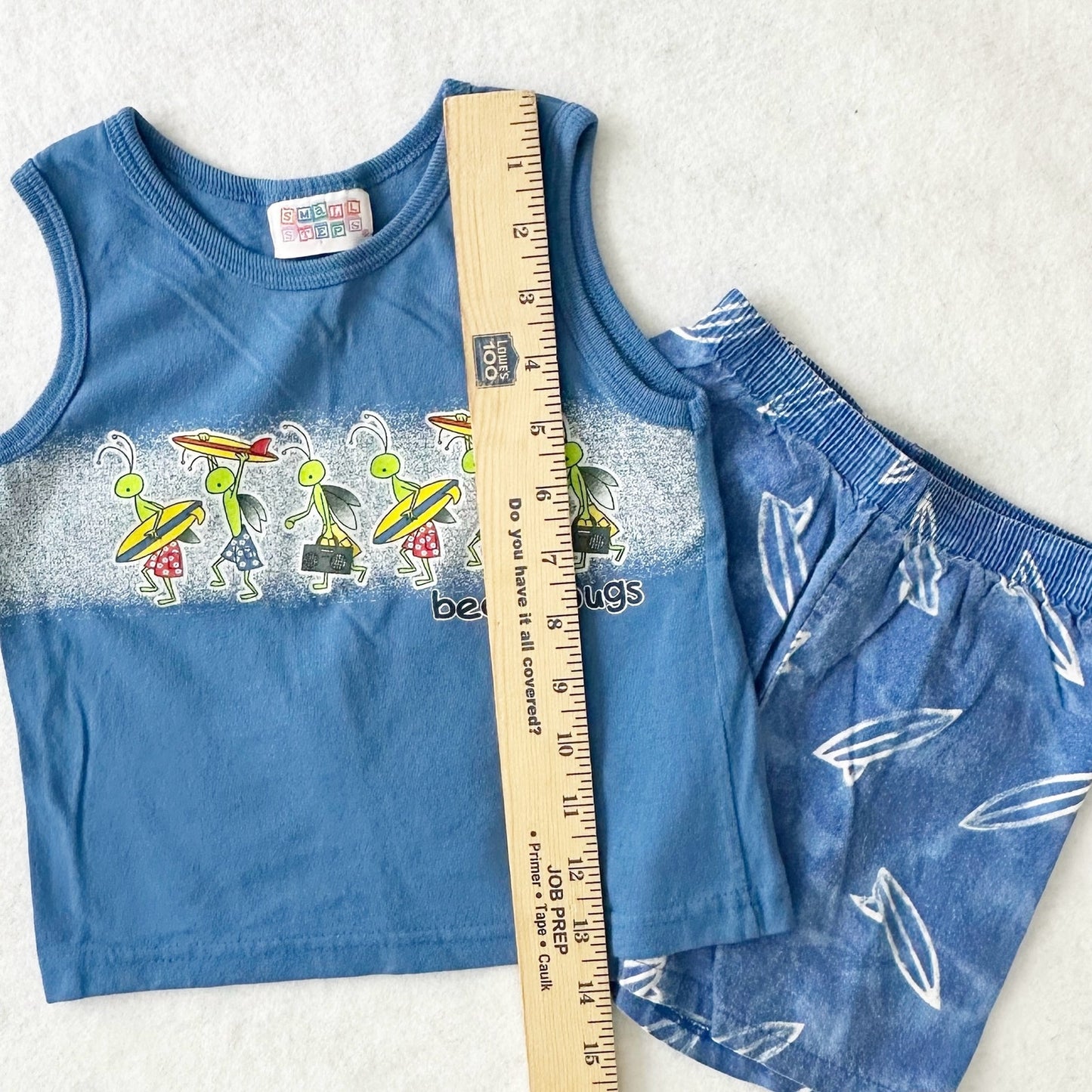 Vintage Small Steps Beach Bugs Tank + Shorts Set: 2T? - Yellow Clover Vintage Kids Clothes