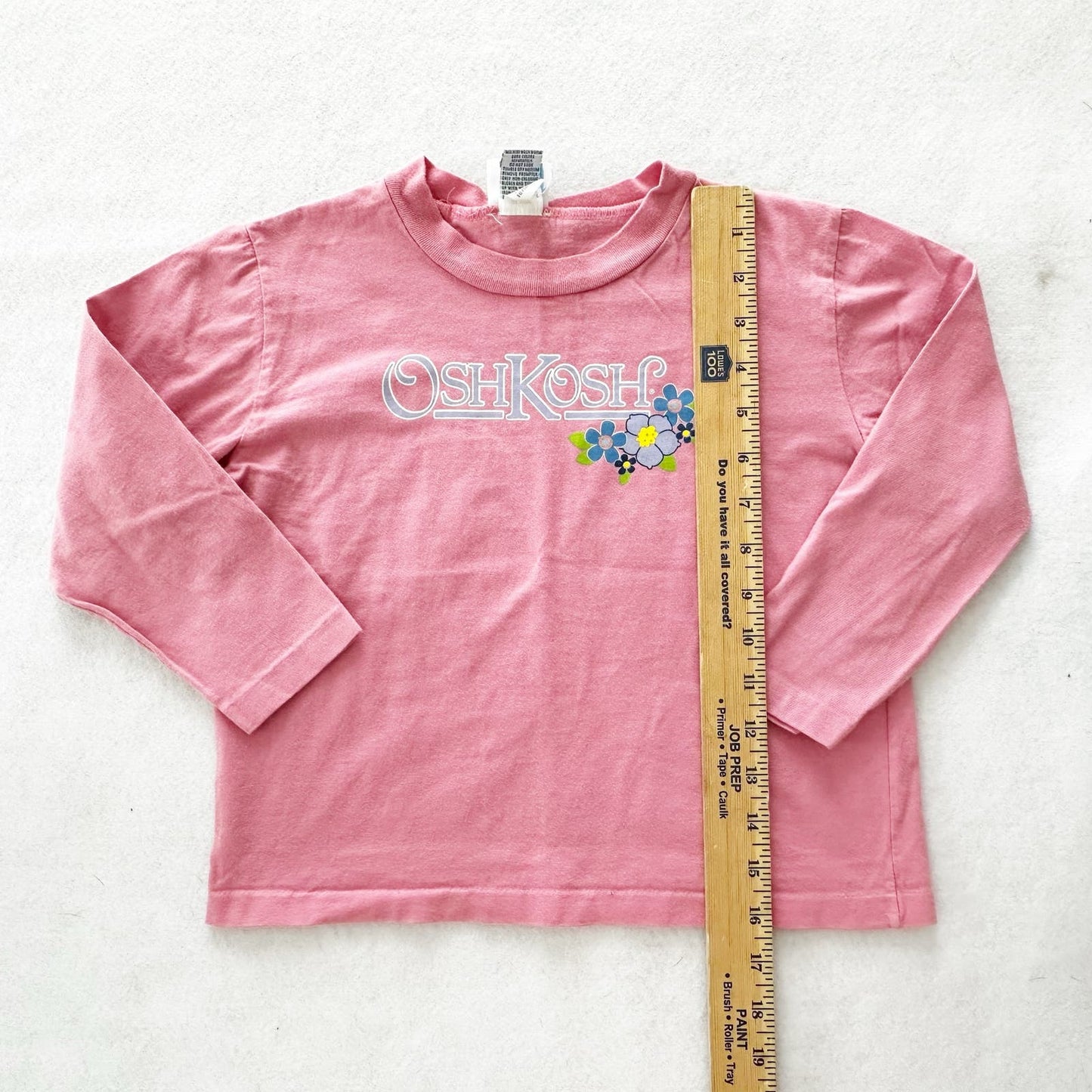 Vintage OshKosh Logo Pink Flower Long Sleeve Tee: 5T? - Yellow Clover Vintage Kids Clothes