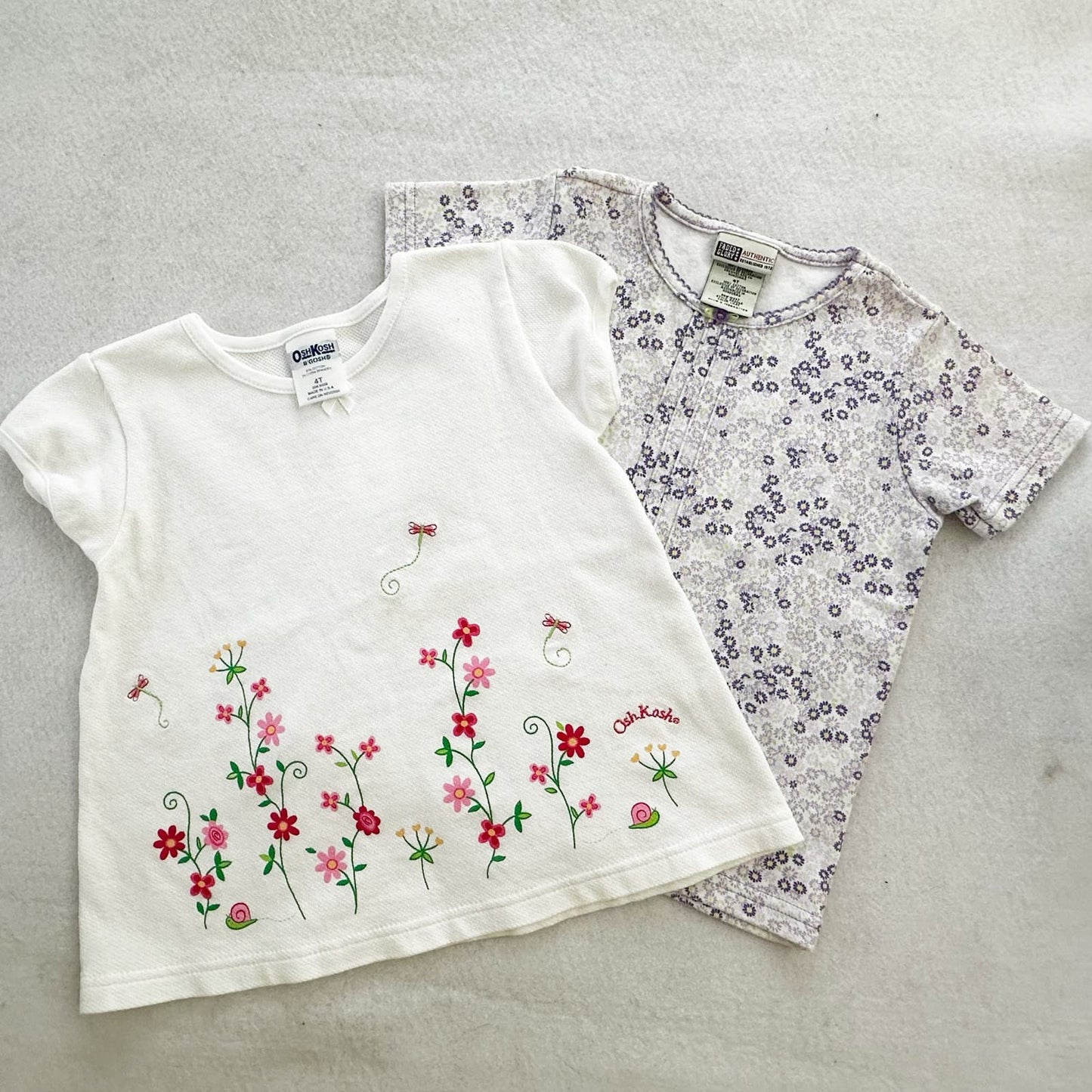 Vintage or Y2K OshKosh + Faded Glory Floral Girls Tee Bundle: 4T - Yellow Clover Vintage Kids Clothes