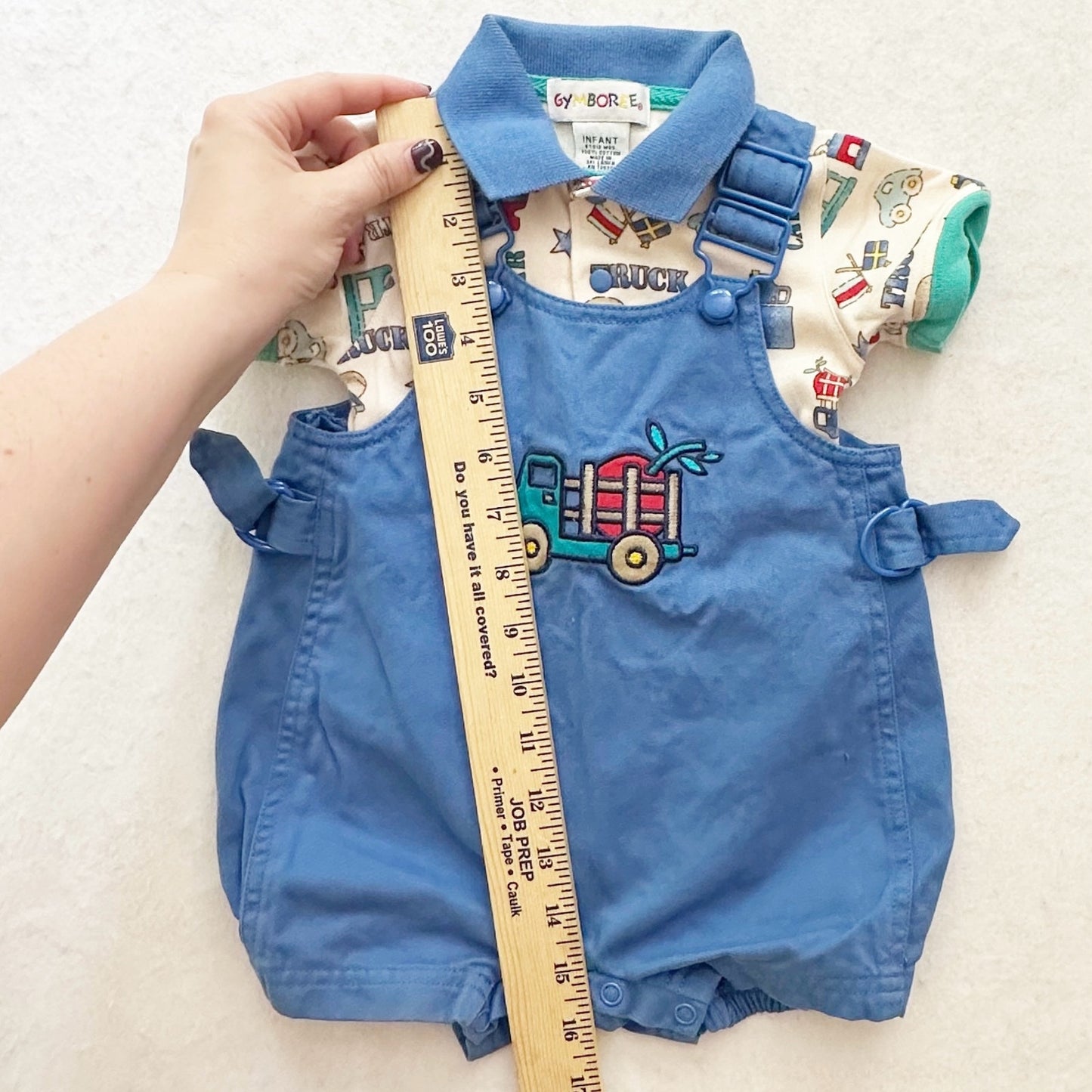 Vintage Gymboree Apple Farm Truck Romper Set: 12m - Yellow Clover Vintage Kids Clothes