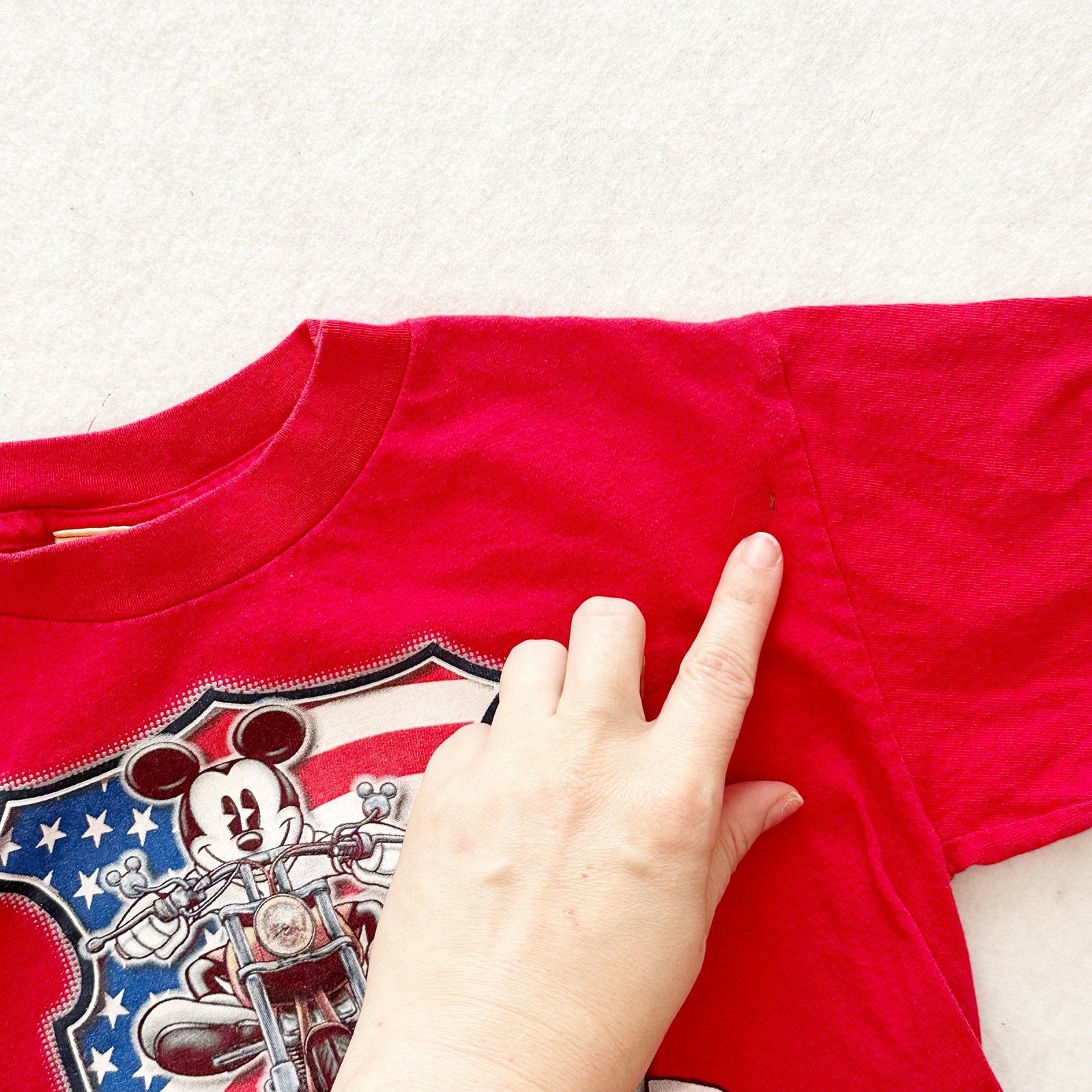 Vintage Mickey & Co. Mickey Motorcycle Gel Print Tee: 6y - Yellow Clover Vintage Kids Clothes