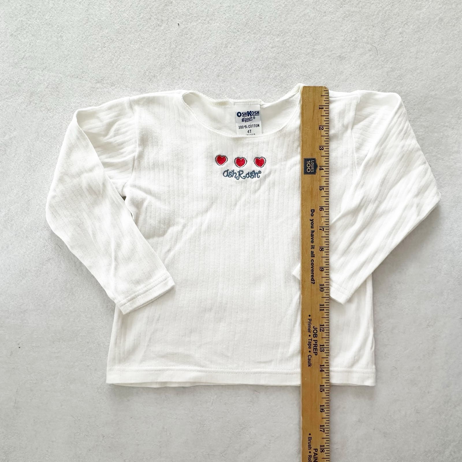 Vintage OshKosh Embroidered Hearts Ribbed Tee: 4T - Yellow Clover Vintage Kids Clothes