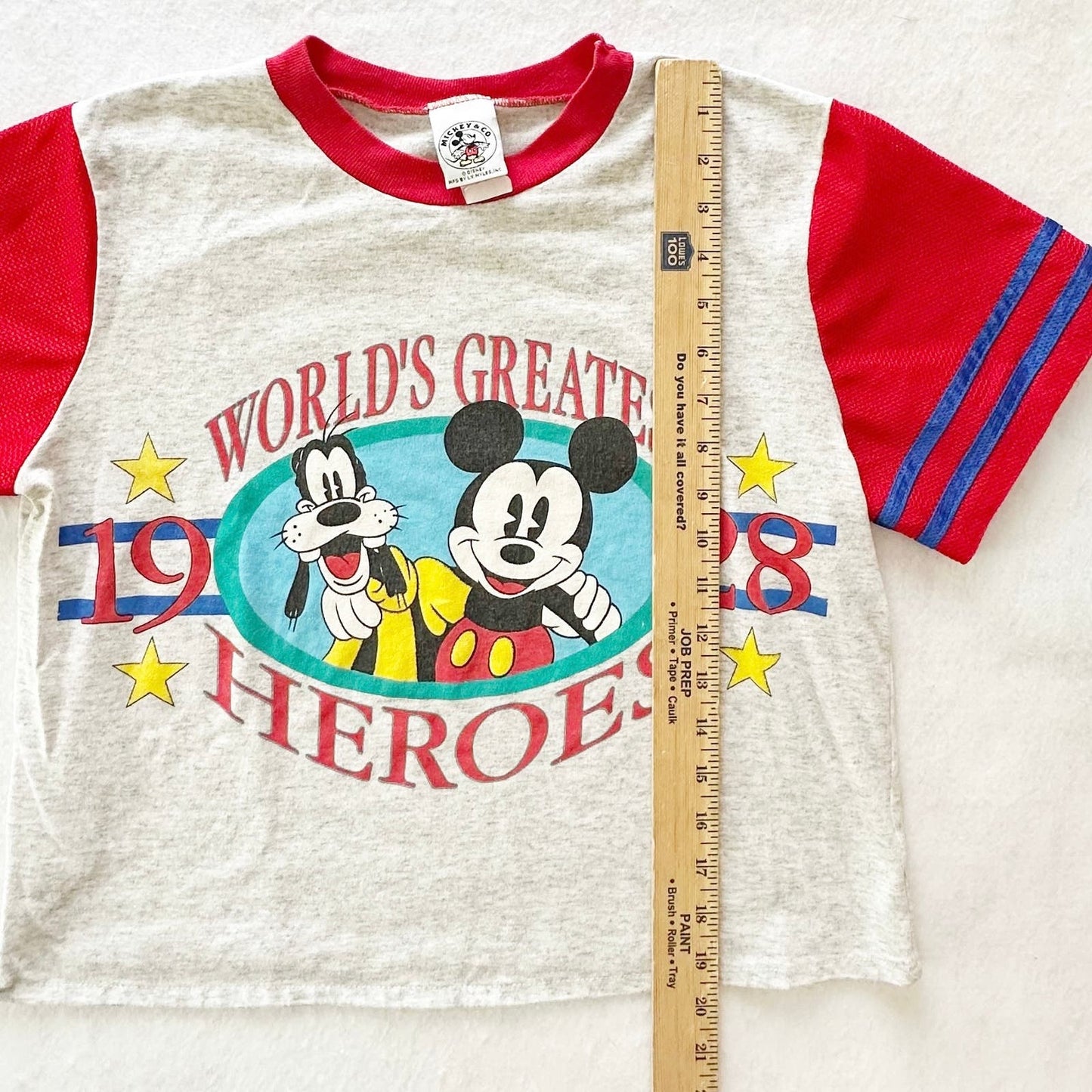 Vintage Mickey & Co. Greatest Heroes Tee: 10y? - Yellow Clover Vintage Kids Clothes