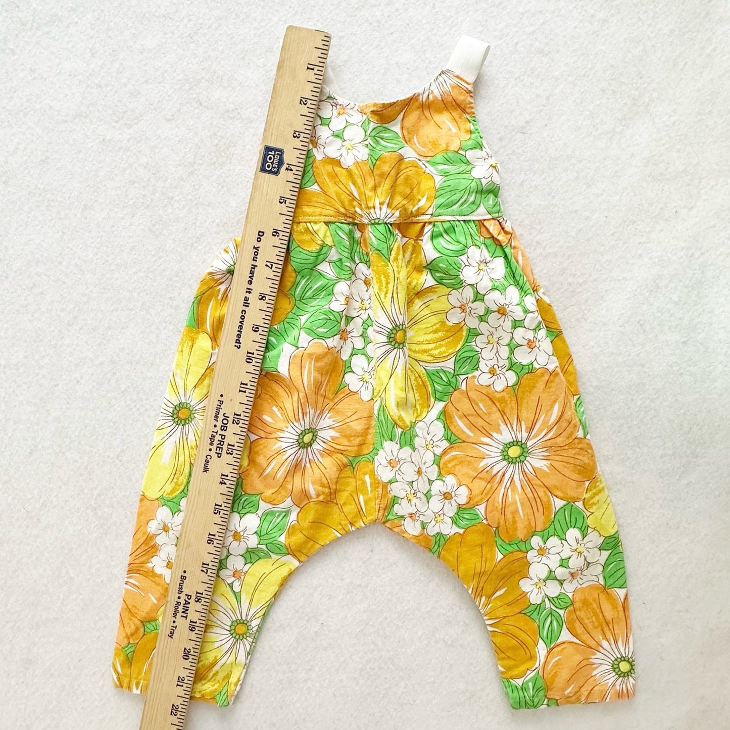 Modern Small Shop Nest + Nurture Floral Jumpsuit Romper: 12m - Yellow Clover Vintage Kids Clothes