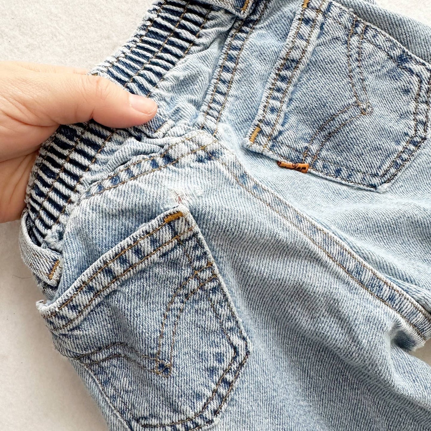 Vintage Levi’s Light Wash Orange Tab Jeans: 12m - Yellow Clover Vintage Kids Clothes