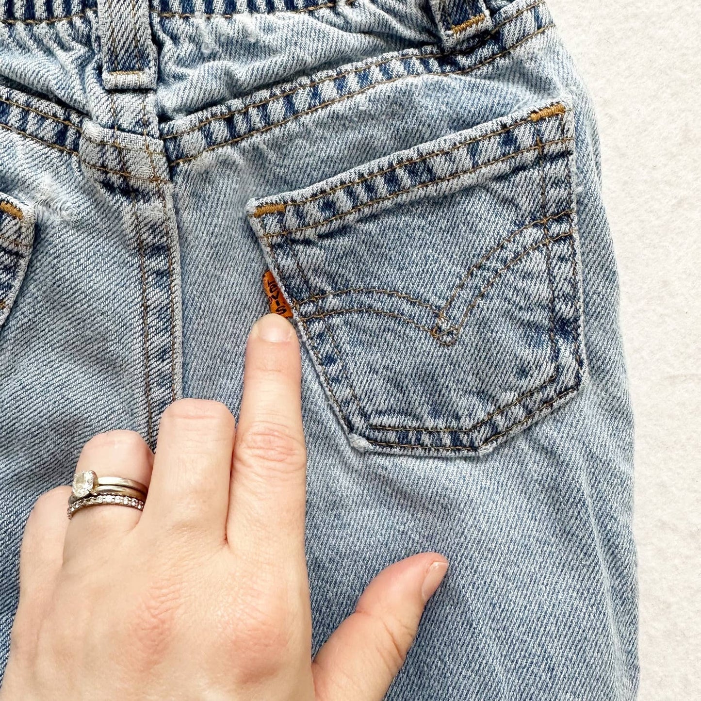 Vintage Levi’s Light Wash Orange Tab Jeans: 12m - Yellow Clover Vintage Kids Clothes