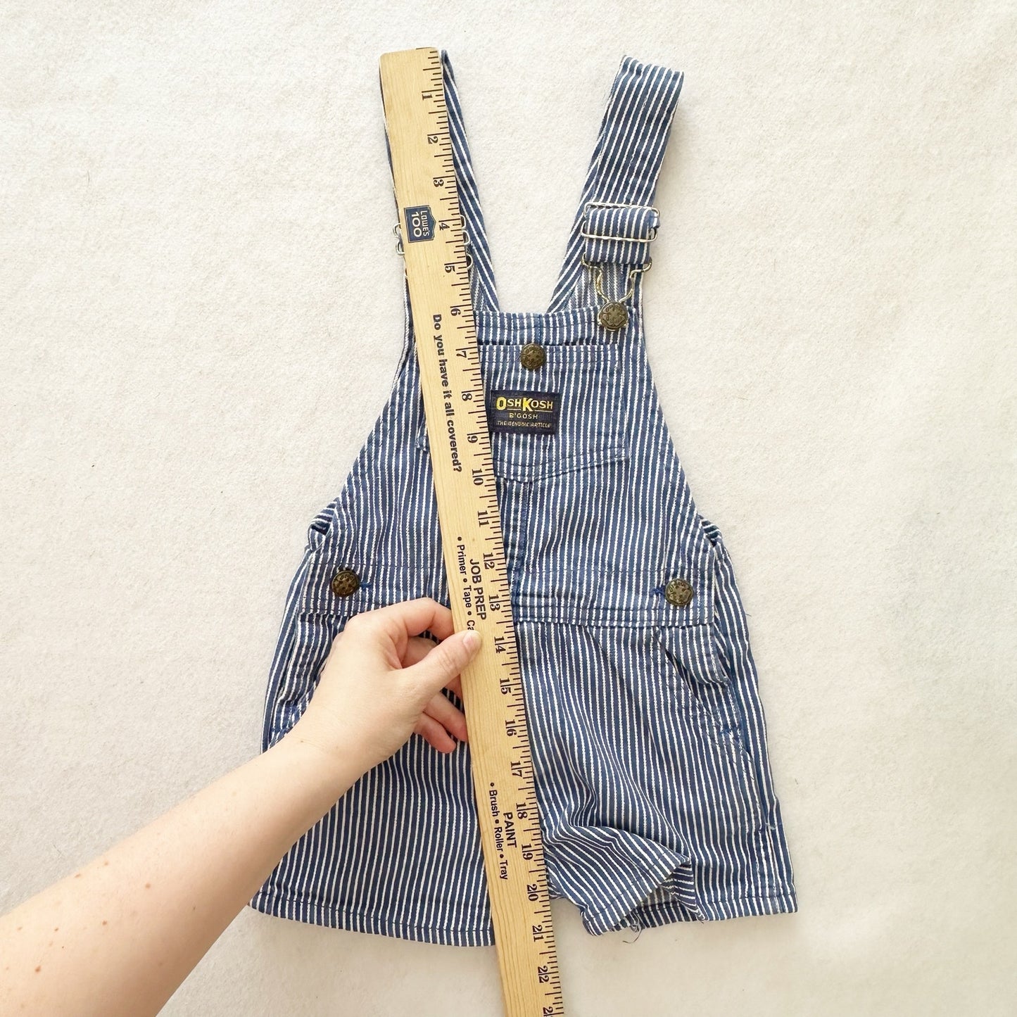 Vintage OshKosh Hickory Striped Blue Shortalls: 4T - Yellow Clover Vintage Kids Clothes