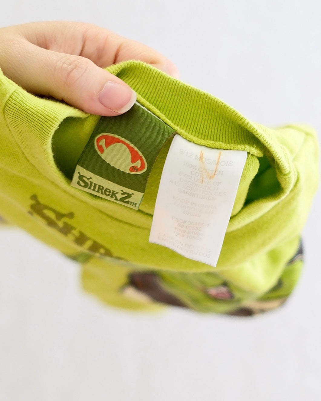Y2K 2004 Shrek and Donkey Graphic Baby Romper - Yellow Clover Vintage Kids Clothes