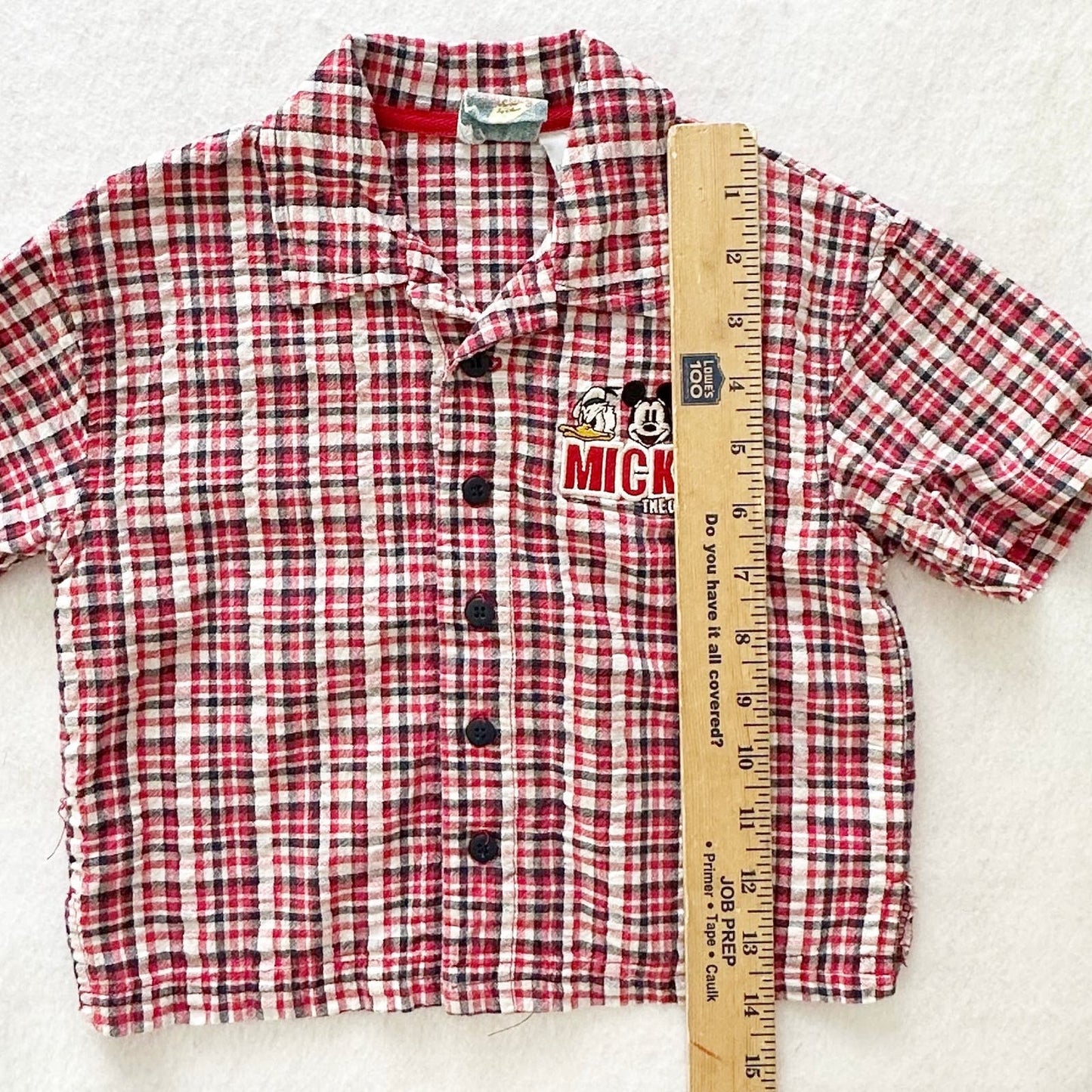 Y2K Original Mickey Seersucker Embroidered Button Shirt: 3T - Yellow Clover Vintage Kids Clothes
