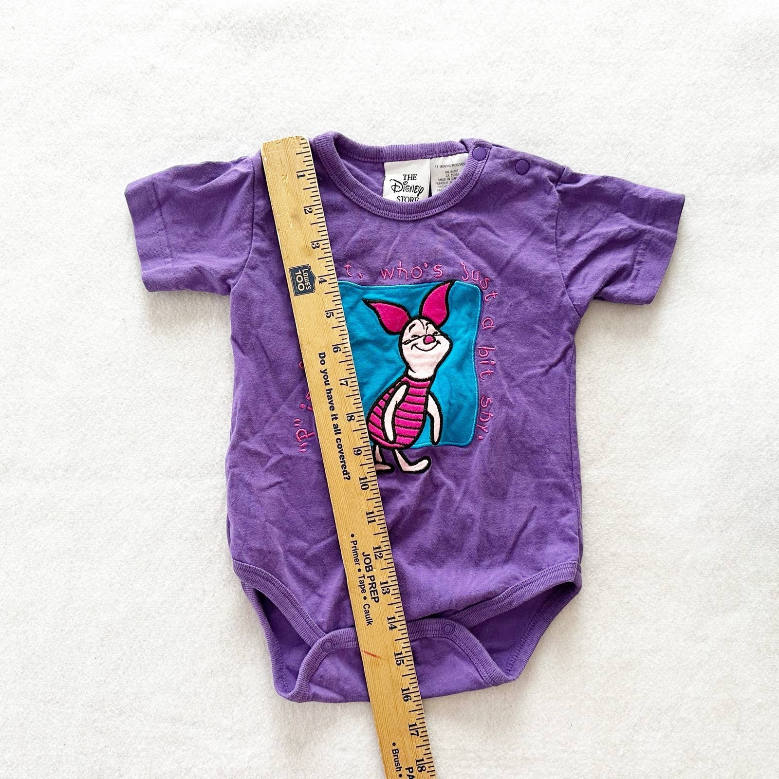 Vintage Disney Store Piglet Embroidered Bodysuit Onesie Romper: 12/18m? - Yellow Clover Vintage Kids Clothes