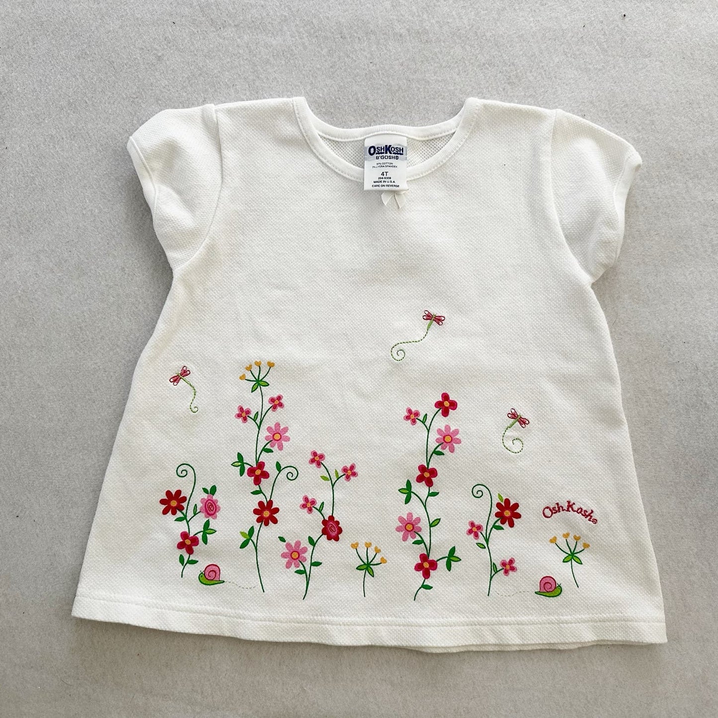 Vintage or Y2K OshKosh + Faded Glory Floral Girls Tee Bundle: 4T - Yellow Clover Vintage Kids Clothes