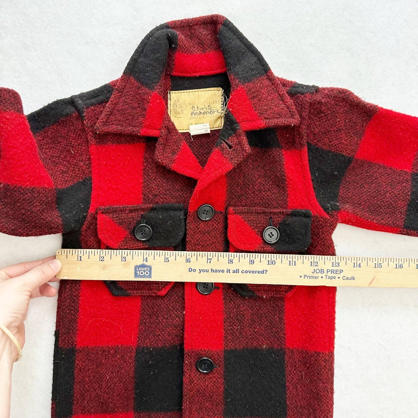 Vintage Buffalo Check Wool Blend Jacket: 3/4T - Yellow Clover Vintage Kids Clothes