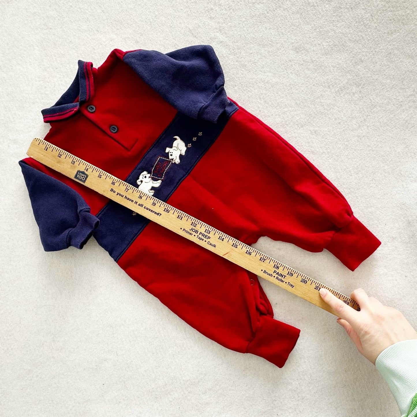Vintage OshKosh Baby B’gosh Puppy Dogs Sweatshirt Romper: 12m? - Yellow Clover Vintage Kids Clothes