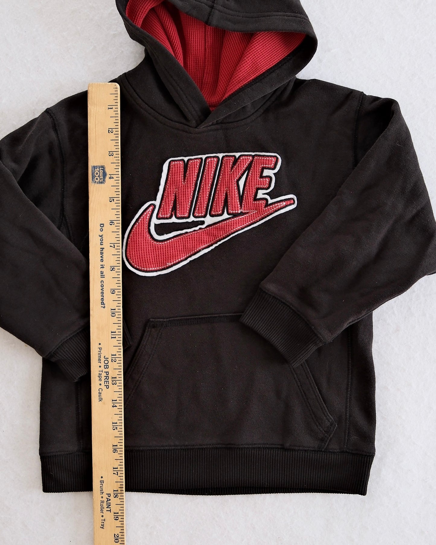 Y2K Nike black and red pullover hoodie with thermal fabric accents