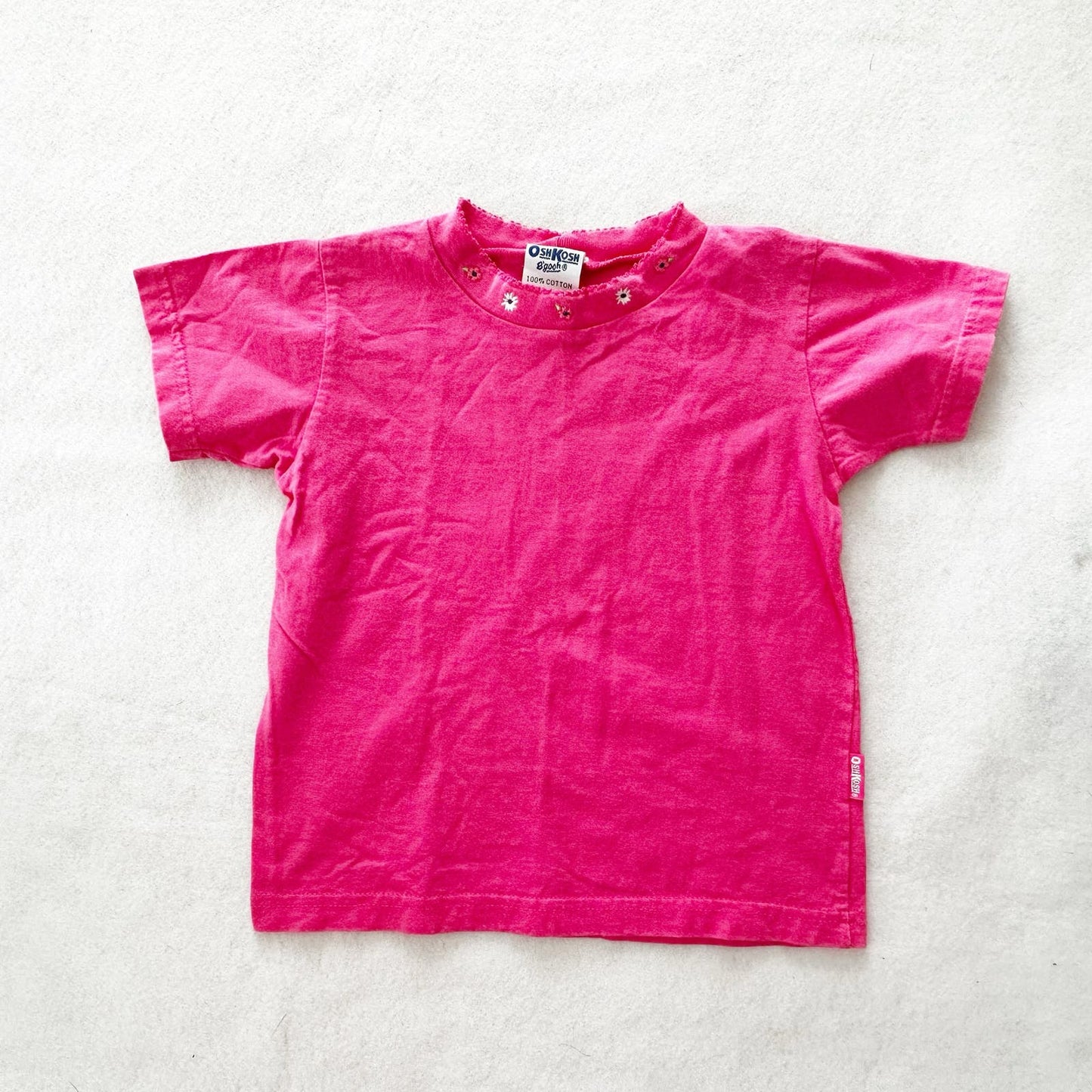 Vintage OshKosh Pink Short Sleeve Layer Tee With Daisy Flowers Embroidered: 4T - Yellow Clover Vintage Kids Clothes