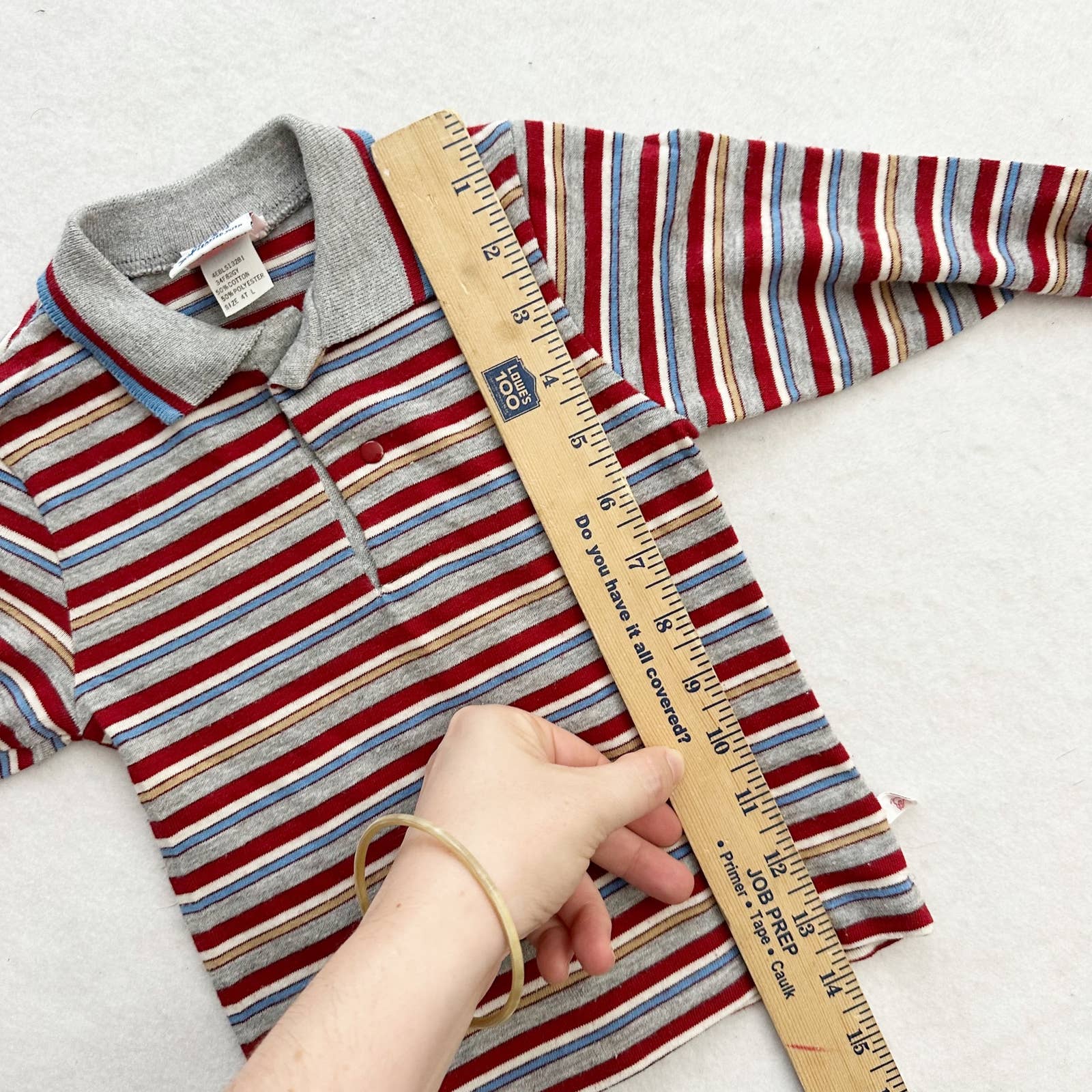 Vintage Wrangler Striped Snap Button Long Sleeve Polo: 2T - Yellow Clover Vintage Kids Clothes