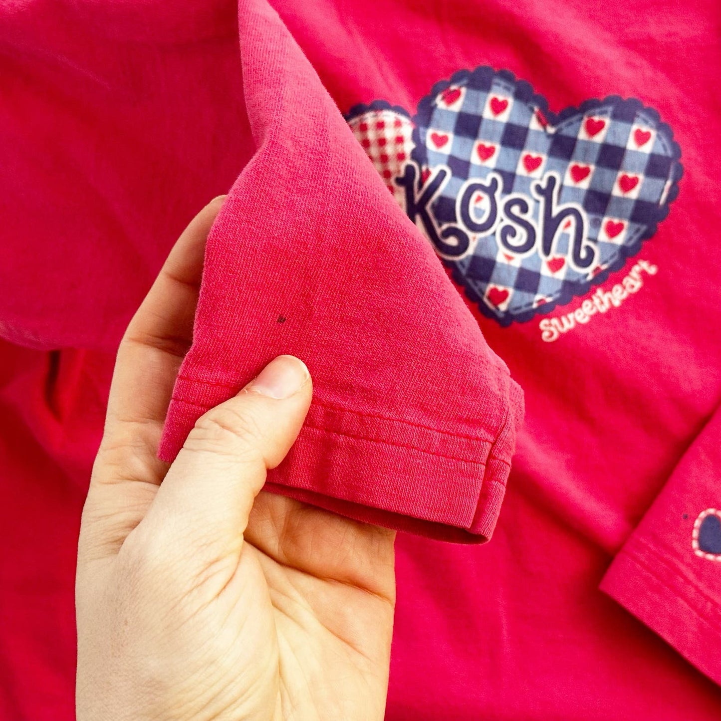 Vintage OshKosh Hearts Long Sleeve Graphic Tee: 6y - Yellow Clover Vintage Kids Clothes