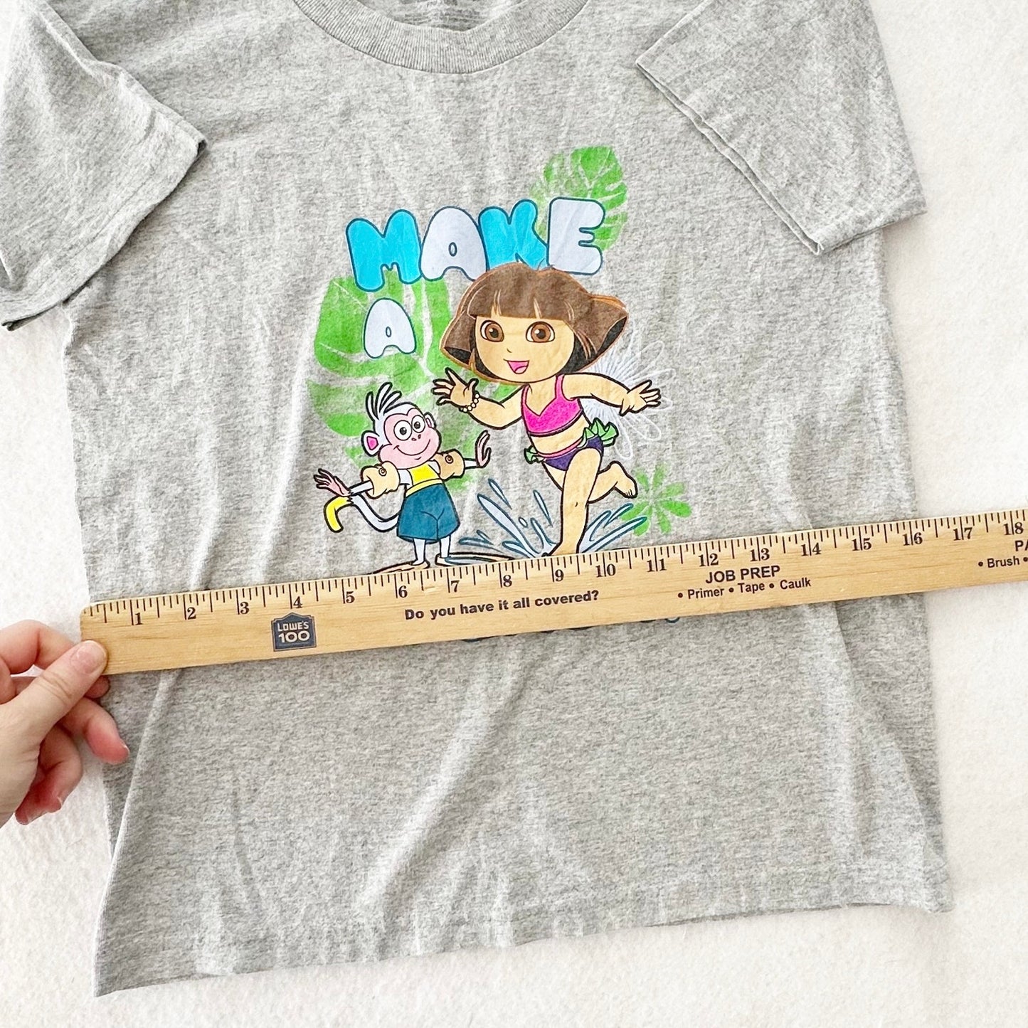 2012 Nick Jr. Dora and Boots Splash Graphic Tee: 8y? - Yellow Clover Vintage Kids Clothes