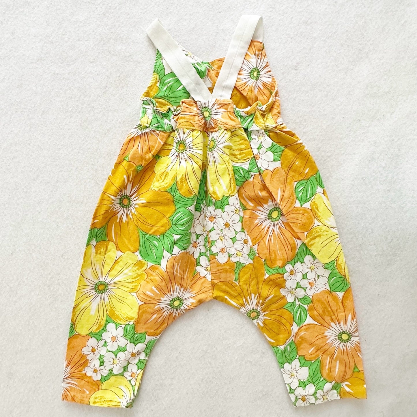 Modern Small Shop Nest + Nurture Floral Jumpsuit Romper: 12m - Yellow Clover Vintage Kids Clothes