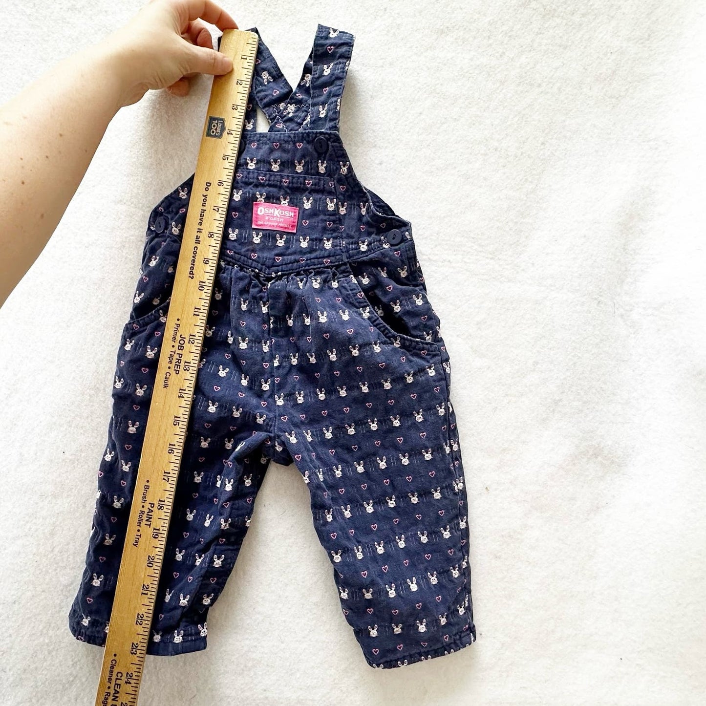 Vintage OshKosh Bunny Hearts Homespun Overalls: 18m - Yellow Clover Vintage Kids Clothes