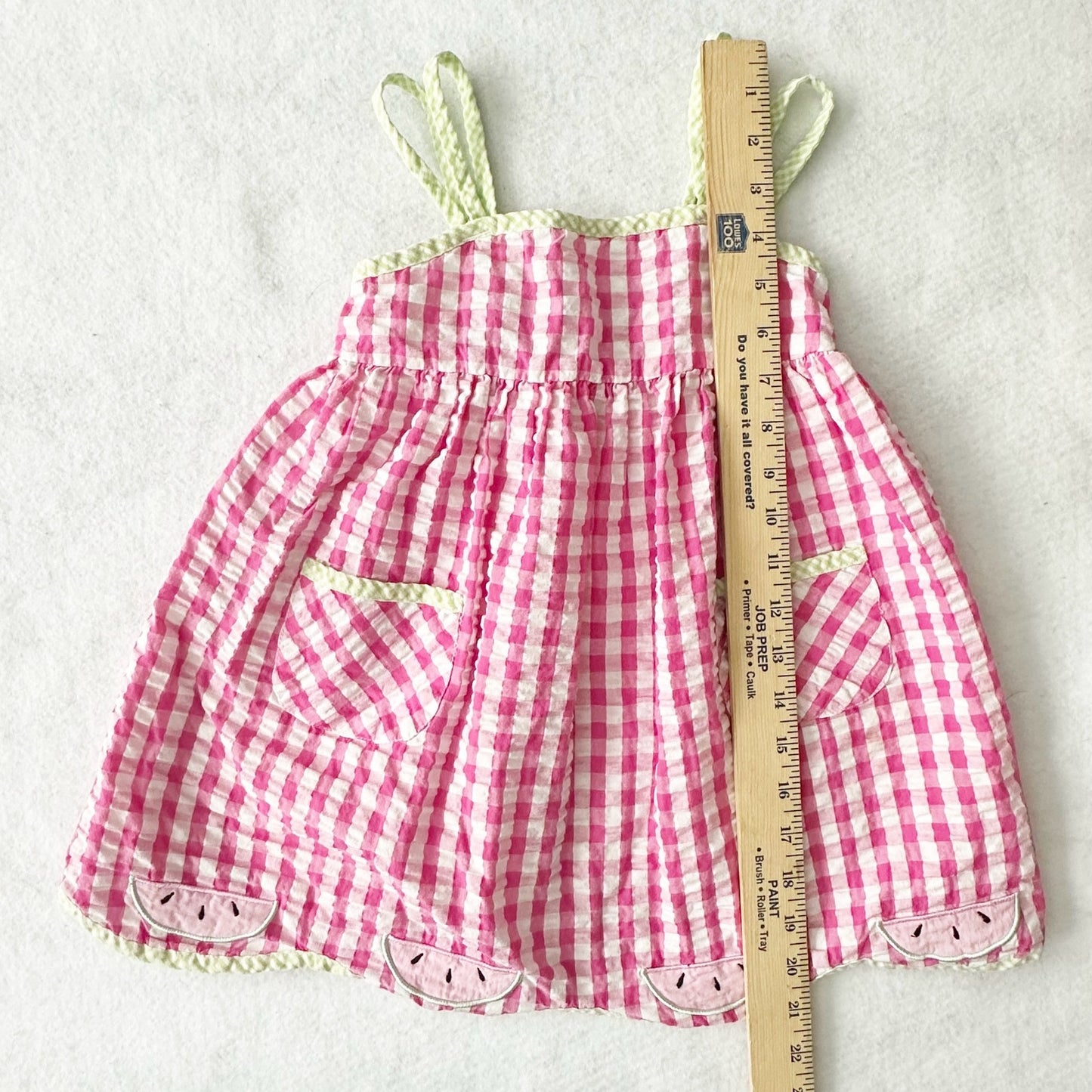 Y2K Samara Watermelon Pink Seersucker Dress: 4T - Yellow Clover Vintage Kids Clothes