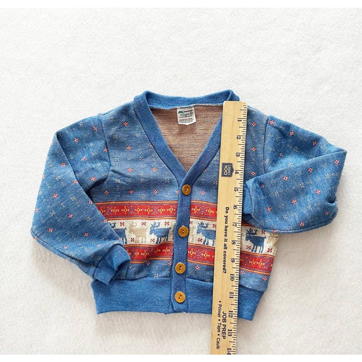 Vintage K-Mart Moose Fair Isle Cardigan: 24m? - Yellow Clover Vintage Kids Clothes