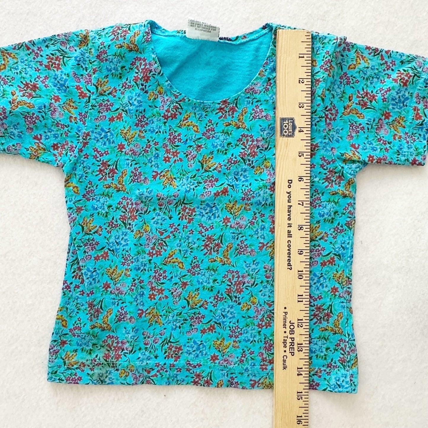 Vintage G. Willikers Floral Turquoise Tee: 4T - Yellow Clover Vintage Kids Clothes