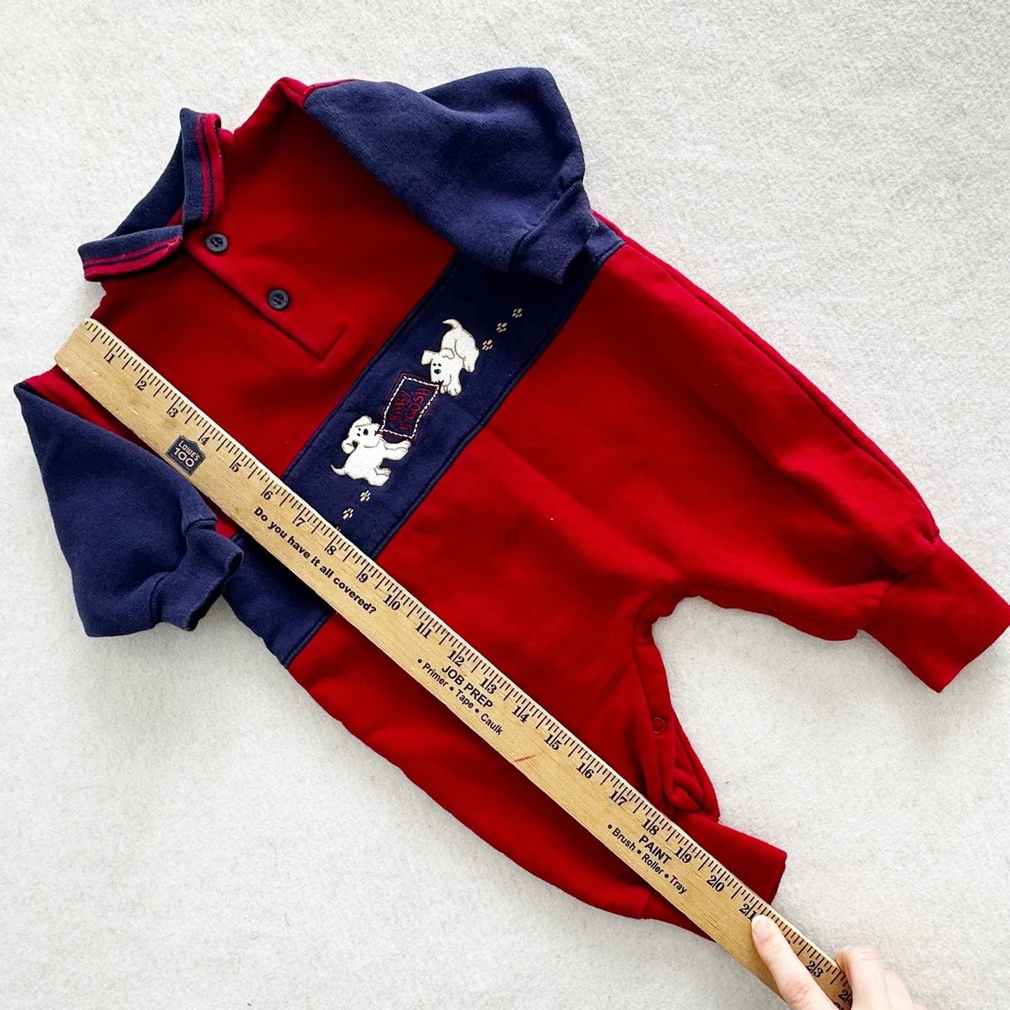 Vintage OshKosh Baby B’gosh Puppy Dogs Sweatshirt Romper: 12m? - Yellow Clover Vintage Kids Clothes